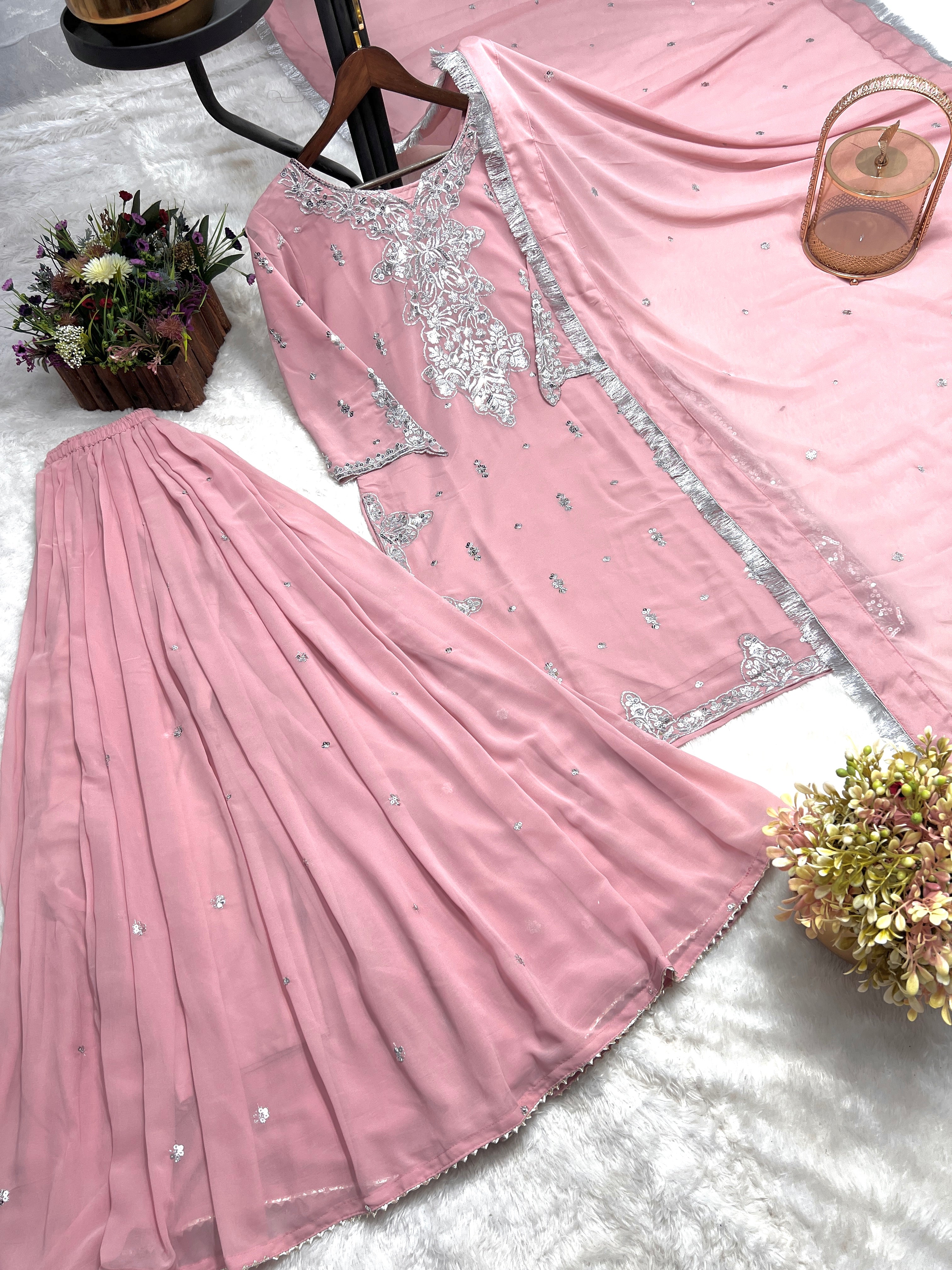 Beautiful Party Wear Top And Bottom With Dupatta