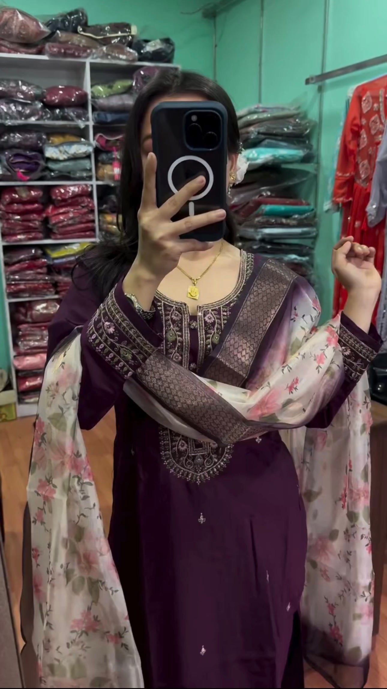 Designer Party Wear Look Silk Top Bottom & Dupatta Set