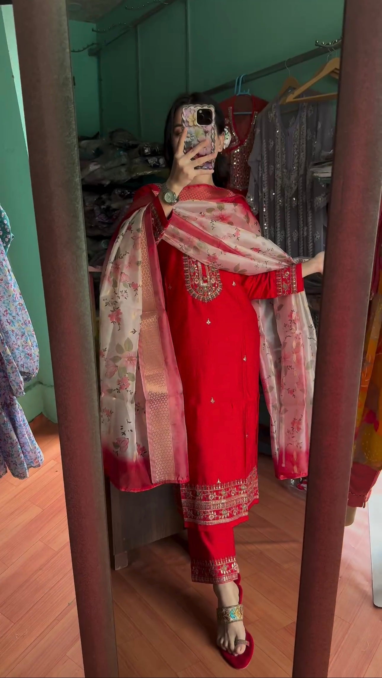 Designer Party Wear Look Silk Top Bottom & Dupatta Set