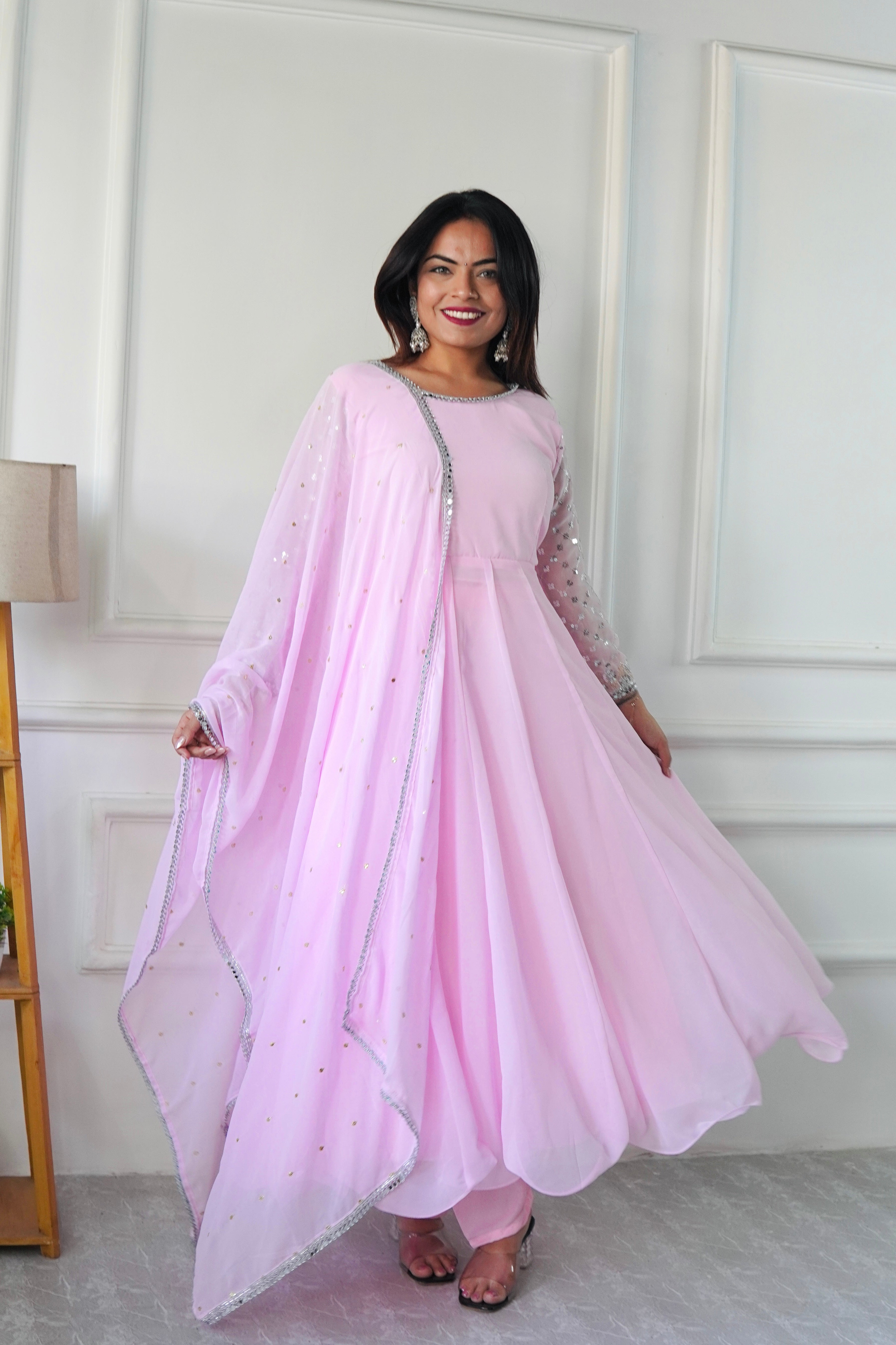 Designer Beautiful Gown Pent And Dupatta With Embroidery Work