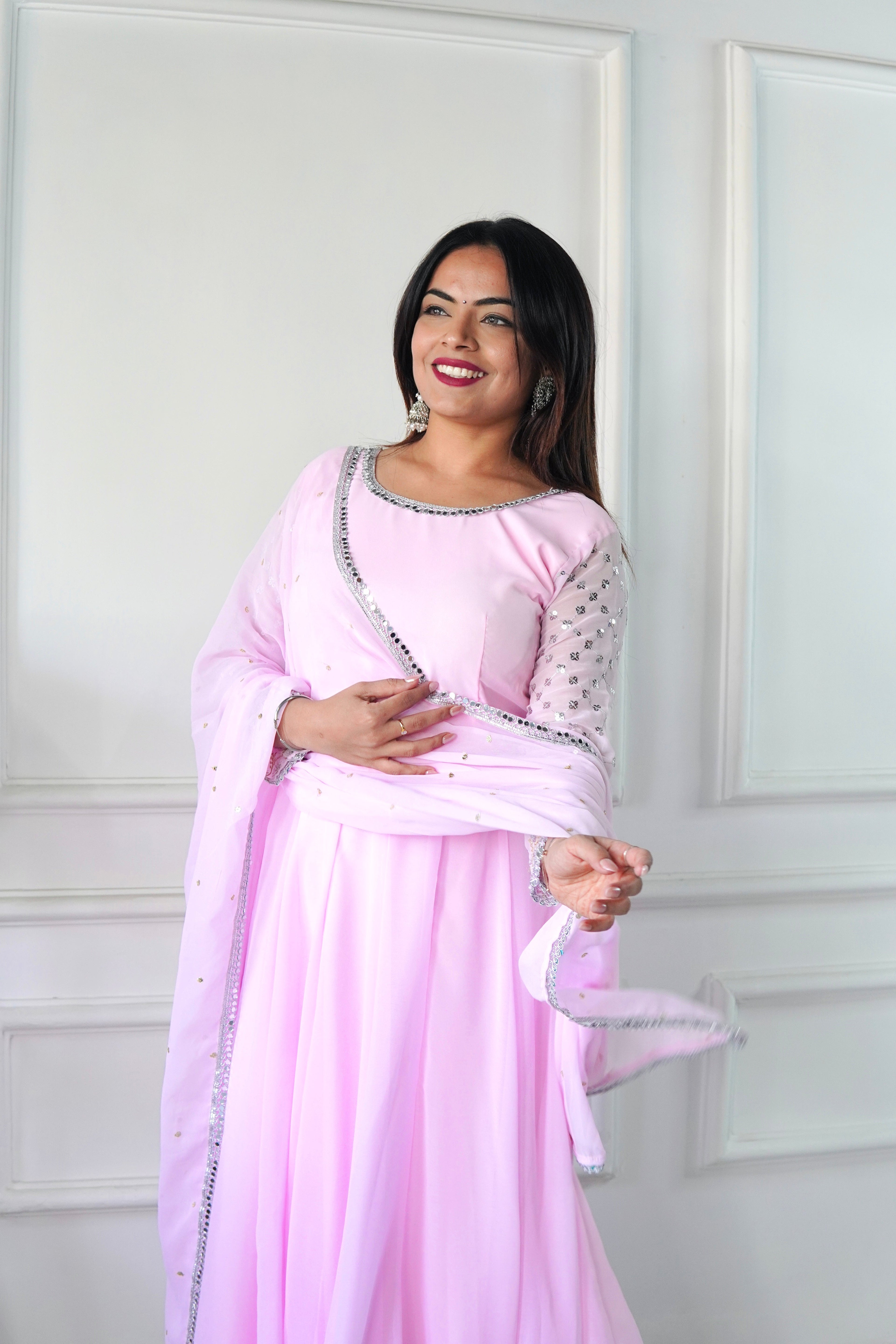 Designer Beautiful Gown Pent And Dupatta With Embroidery Work