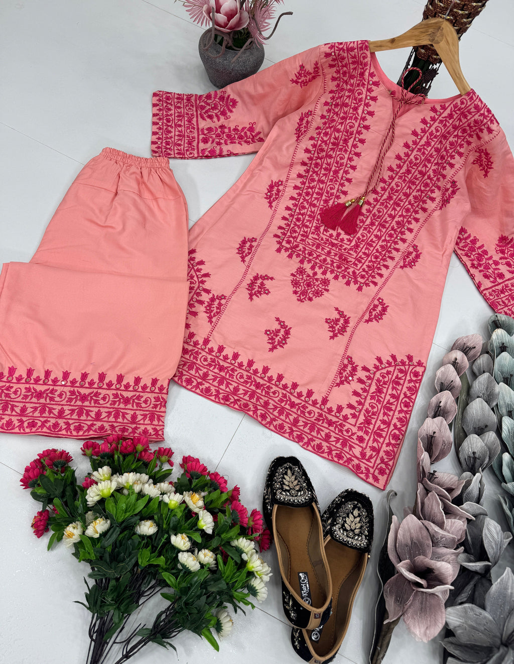 Beautiful Party Wear Top And Bottom With Embroidery Sequence Work