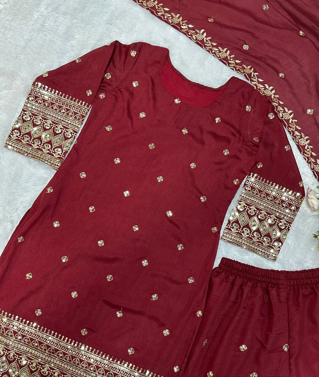 डिज़ाइनर पार्टी वियर टॉप बॉटम और प्लाज़ो