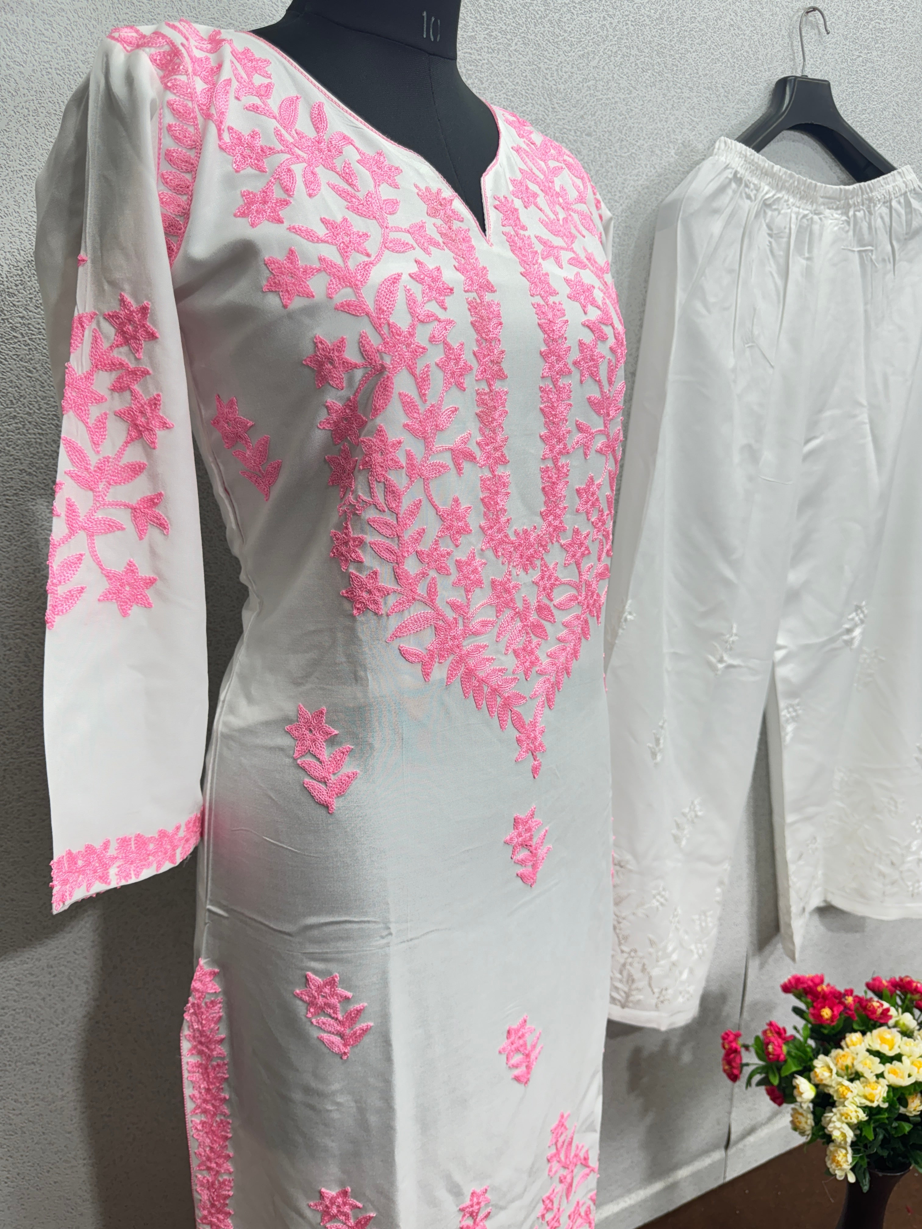 Beautiful Top Bottom And Plazzo With Stitched Work