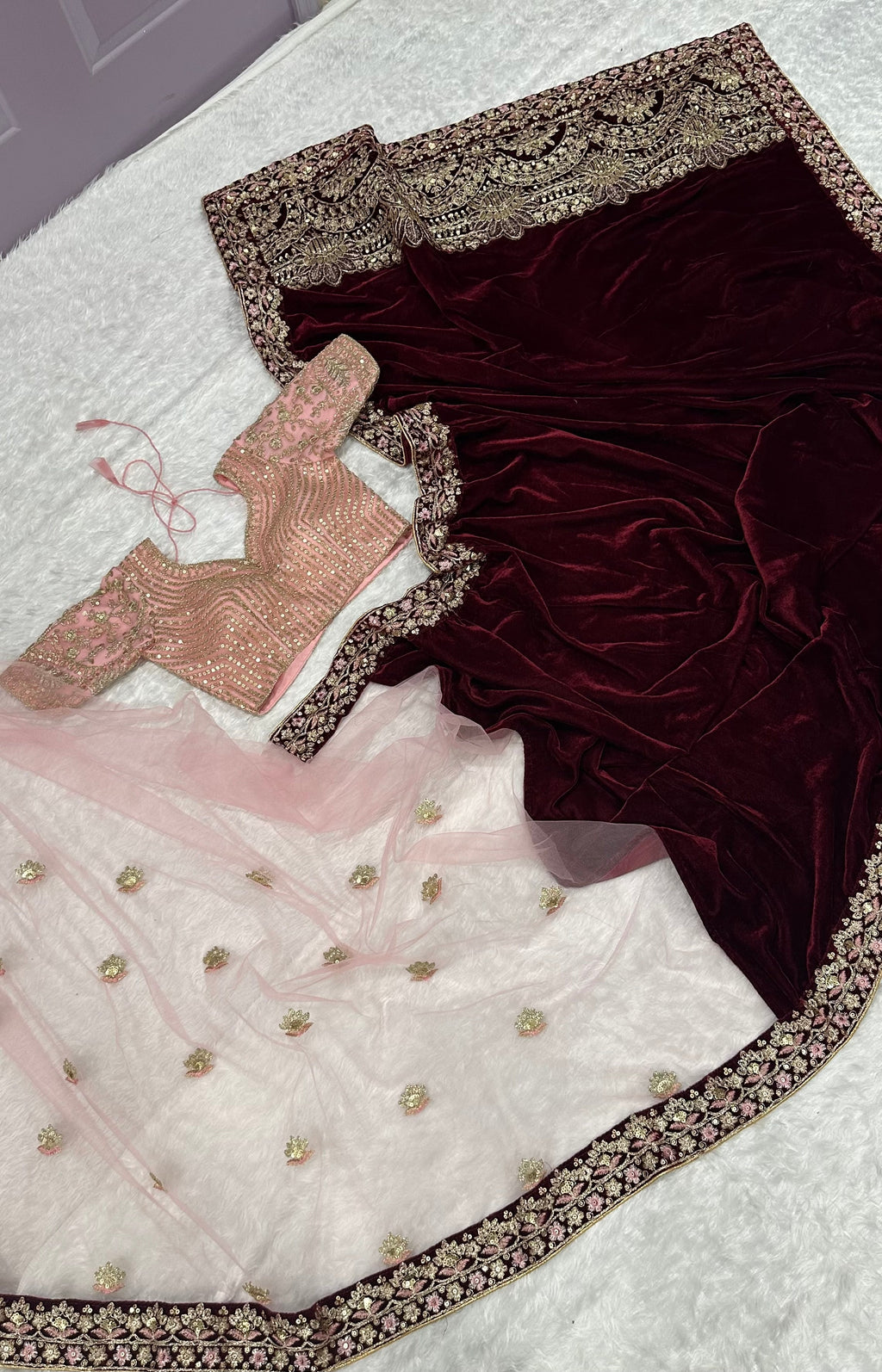 Party Wear Beautiful Saree With Thread & Dori work