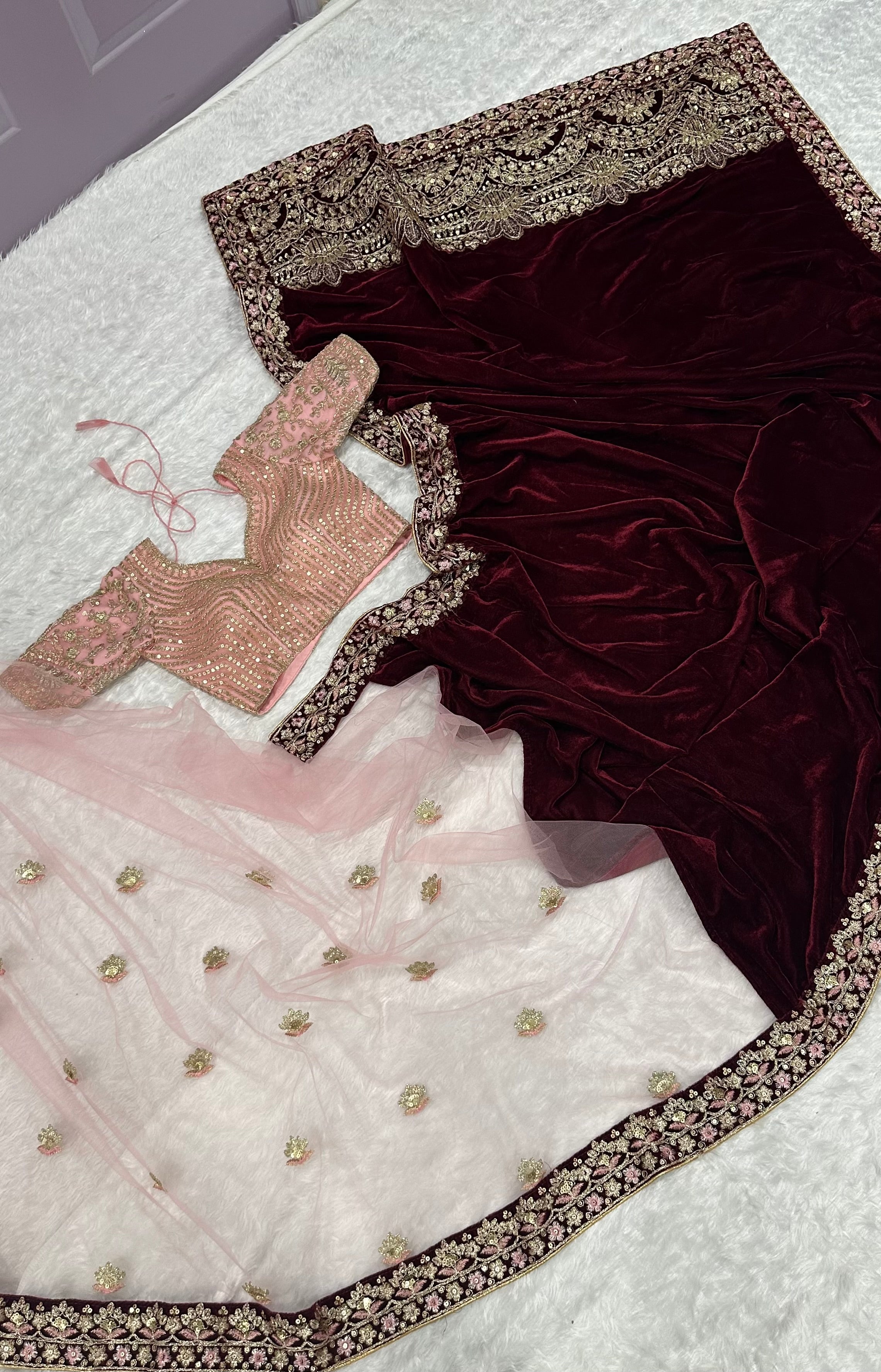 Party Wear Beautiful Saree With Thread & Dori work