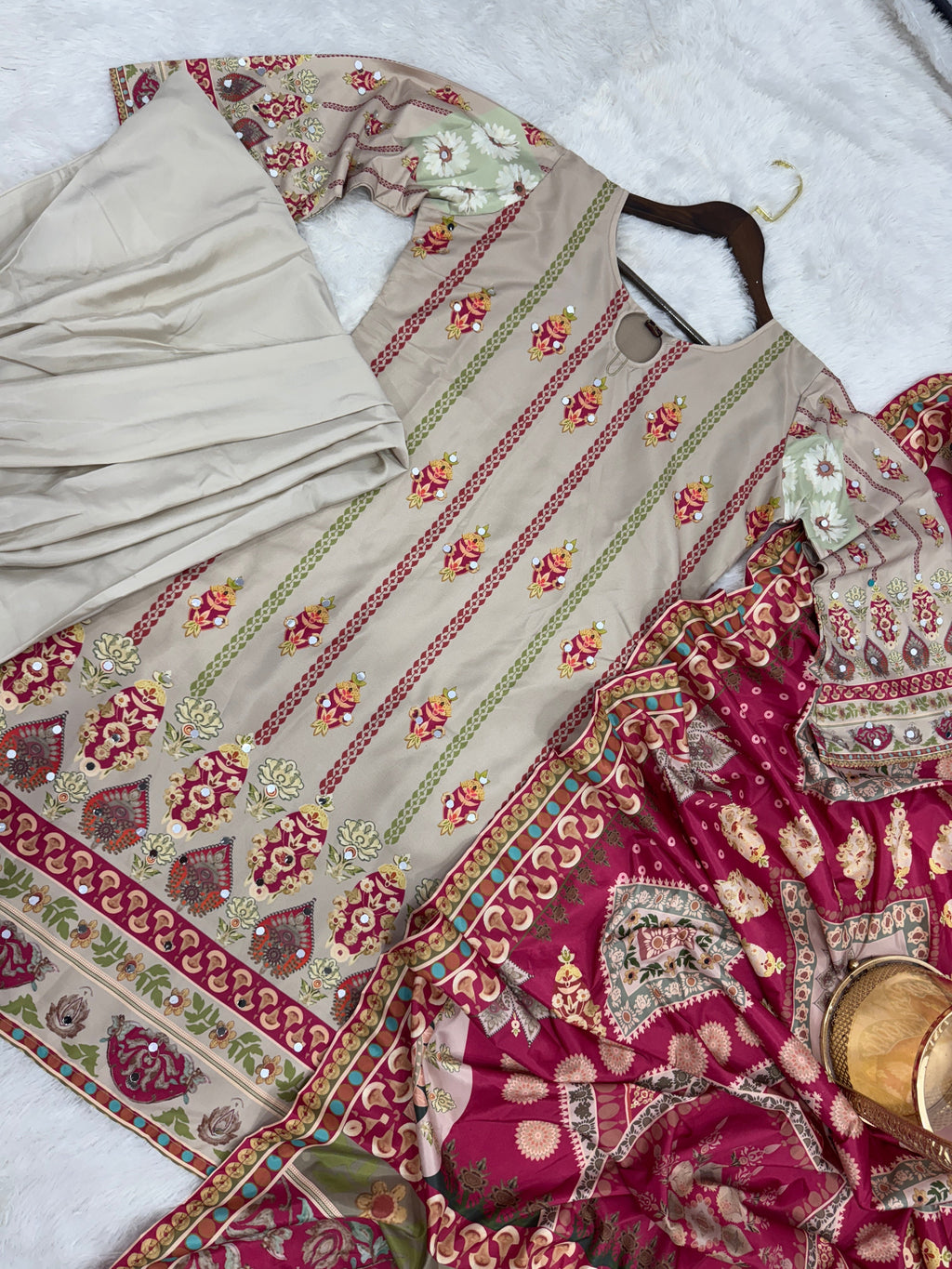 पार्टी वियर खूबसूरत टॉप-पेंट और फैंसी दुपट्टा