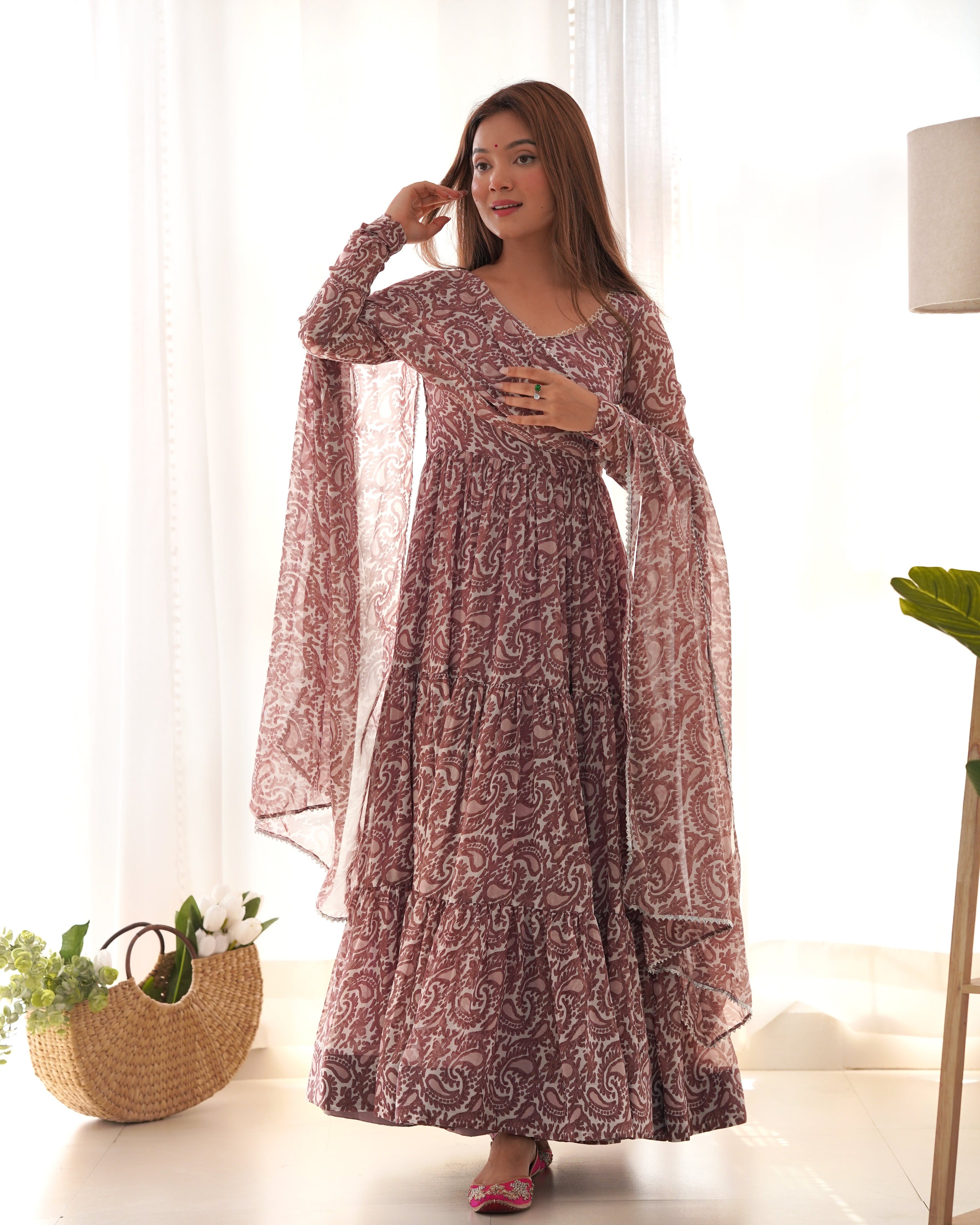 Party Wear Beautiful Anarkali Gown Pent And Dupatta