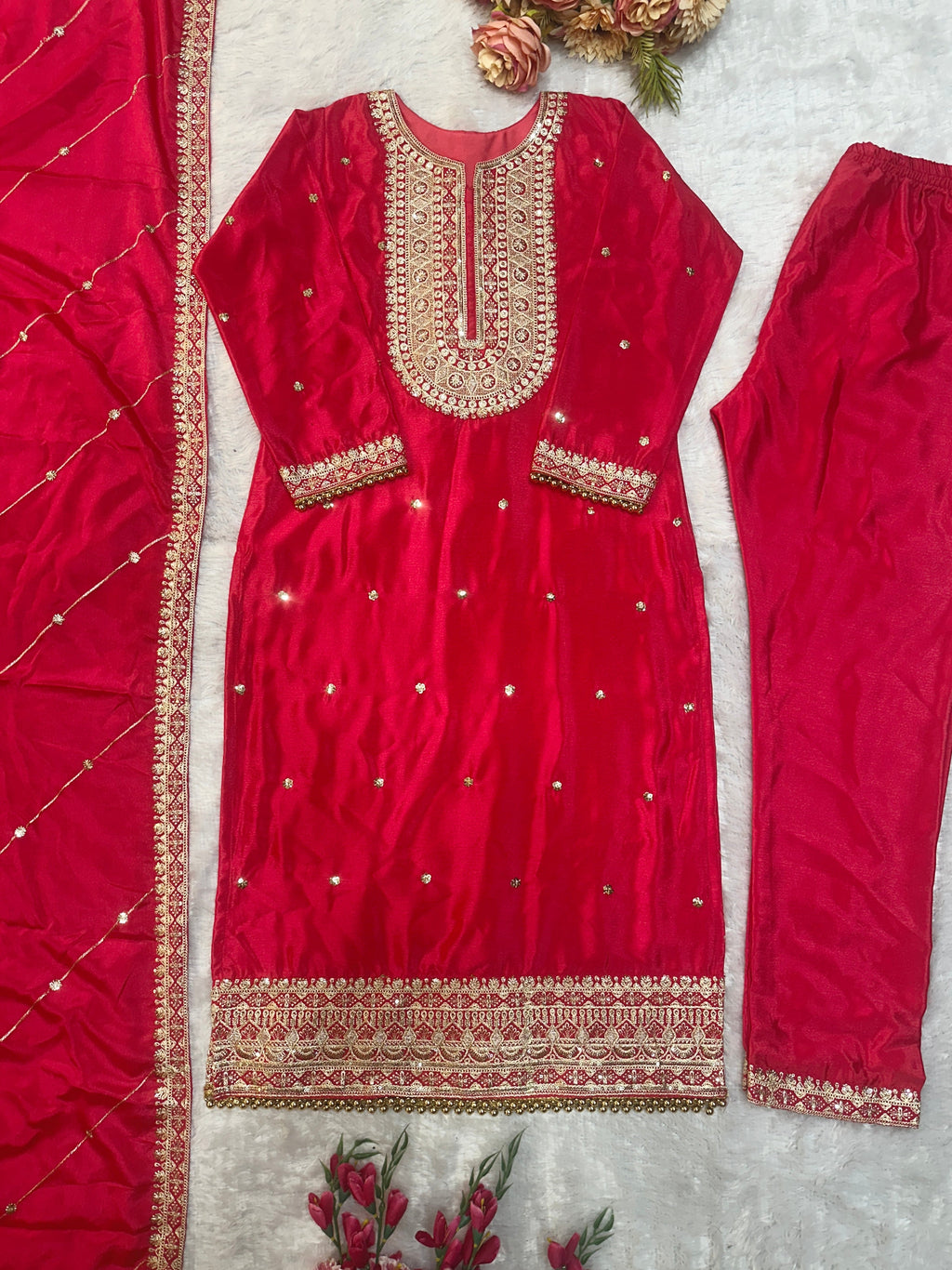 Beautiful Party Wear Top Bottom And Fancy Dupatta