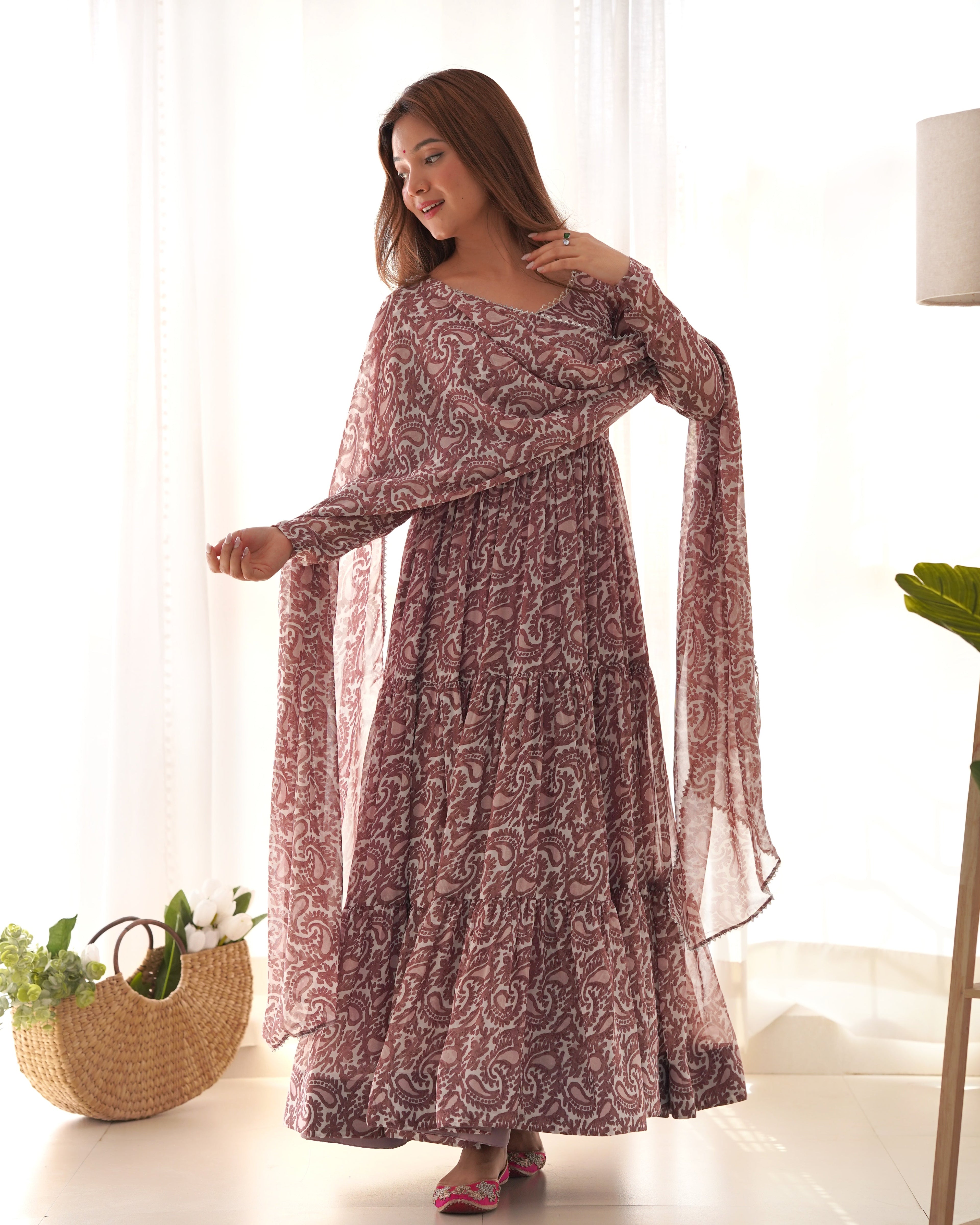 Party Wear Beautiful Anarkali Gown Pent And Dupatta