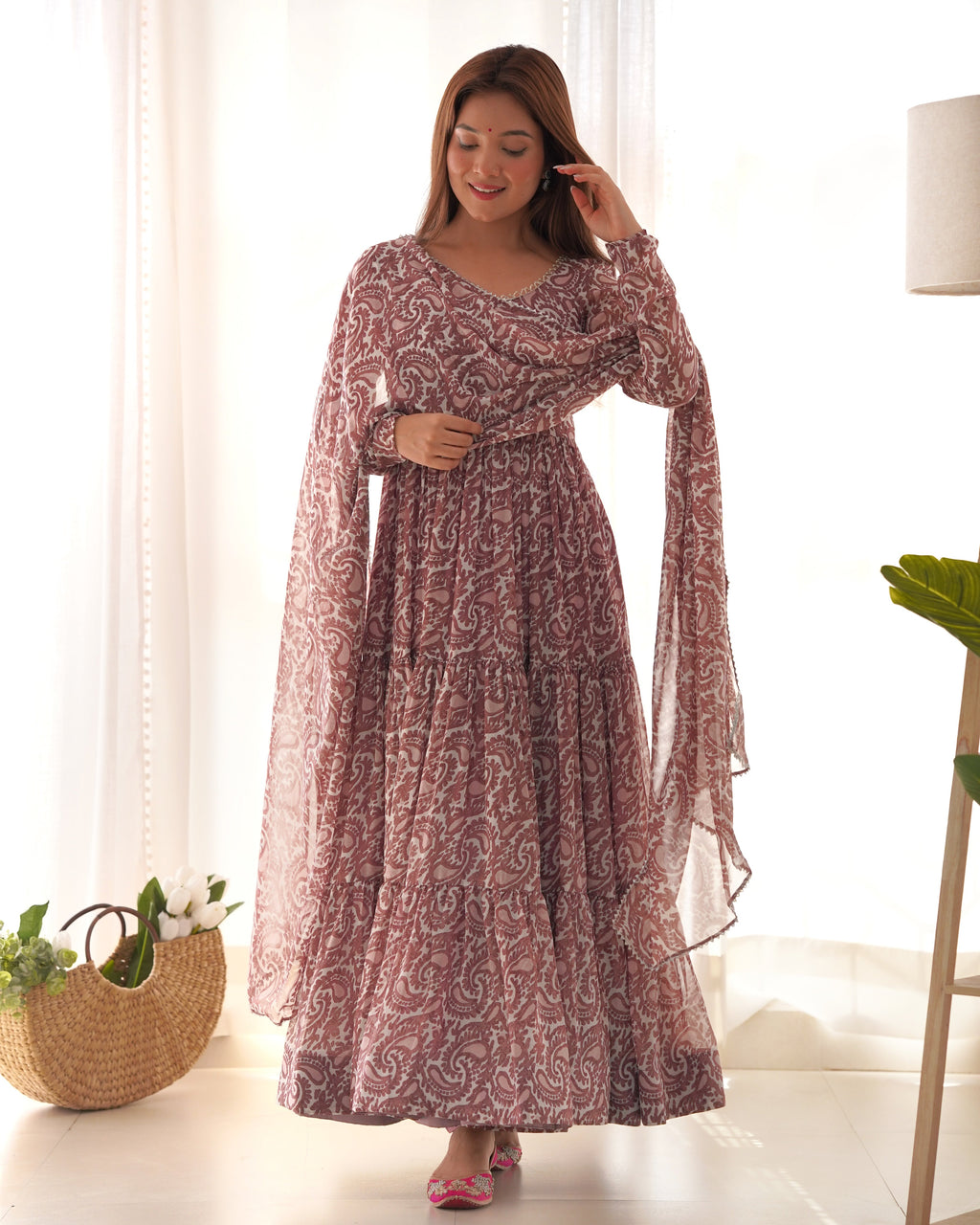 Party Wear Beautiful Anarkali Gown Pent And Dupatta