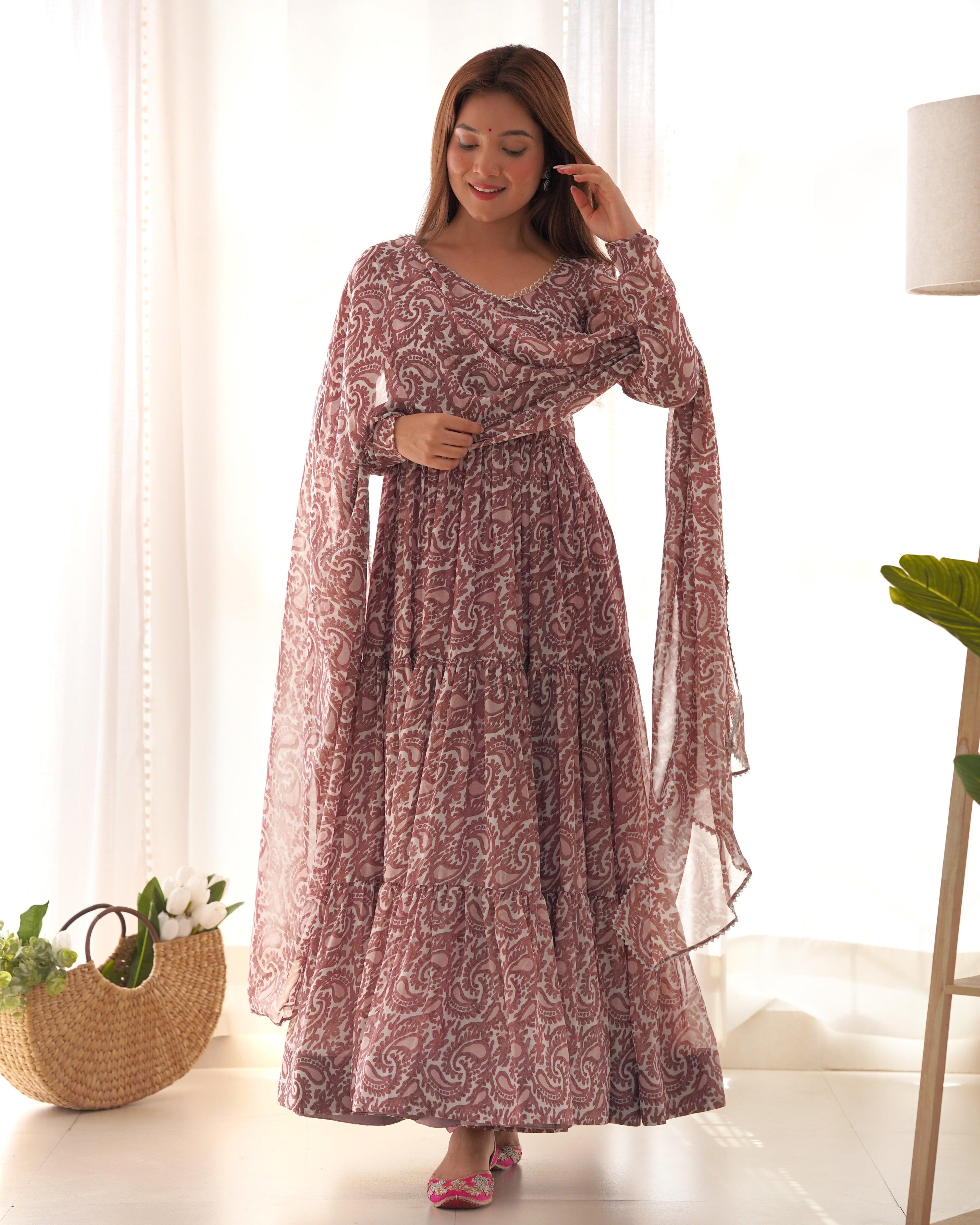 Party Wear Beautiful Anarkali Gown Pent And Dupatta