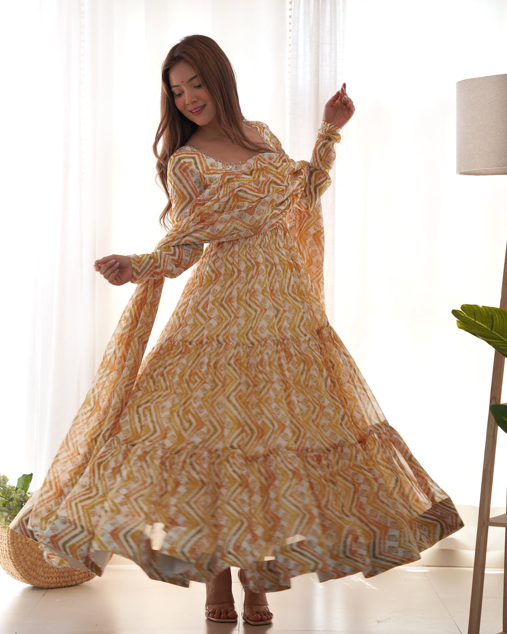 Party Wear Beautiful Anarkali Gown, Pent And Dupatta