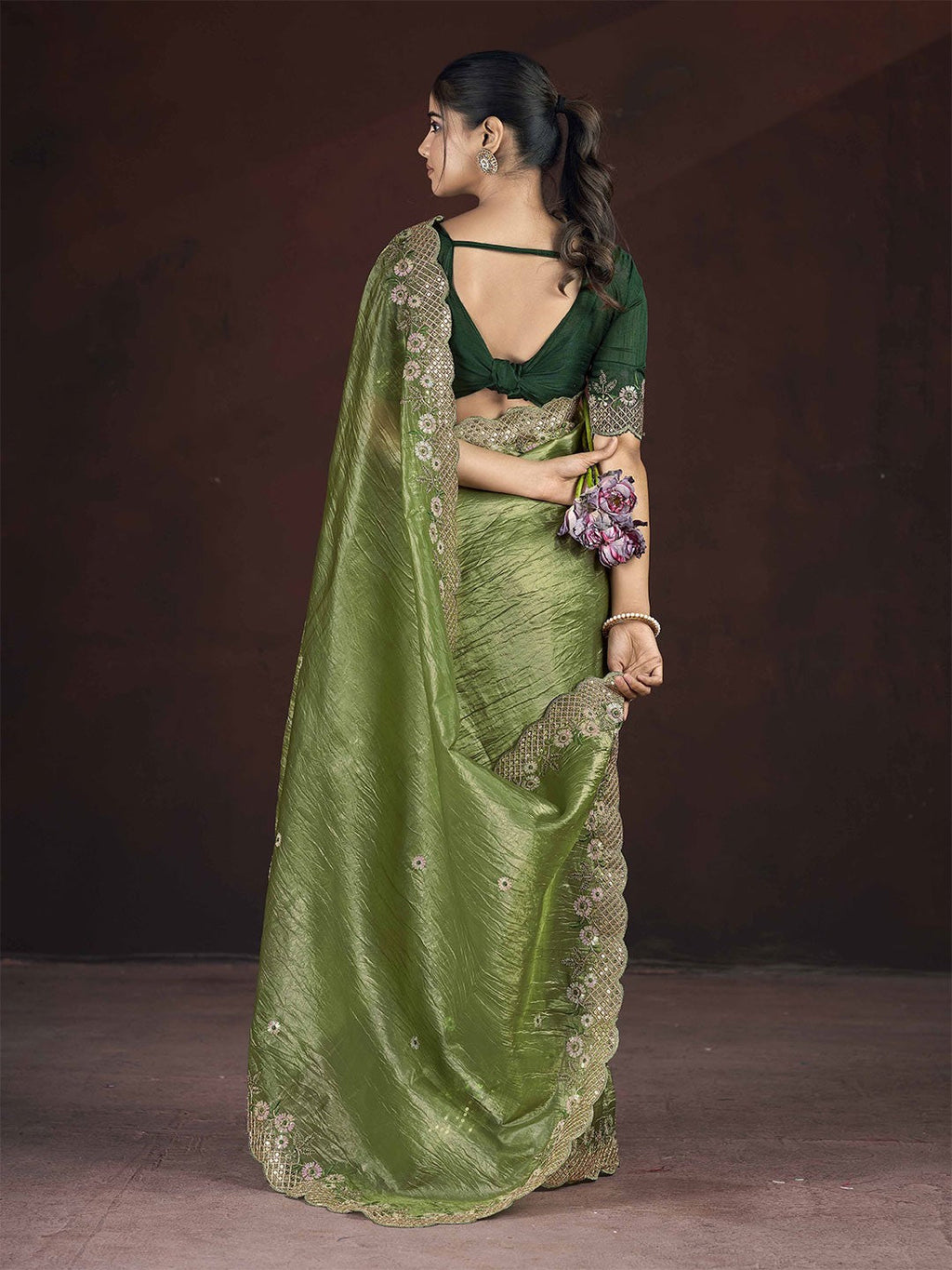 Beautiful Saree With Beautiful Floral Embroidered Work of Multi Thread