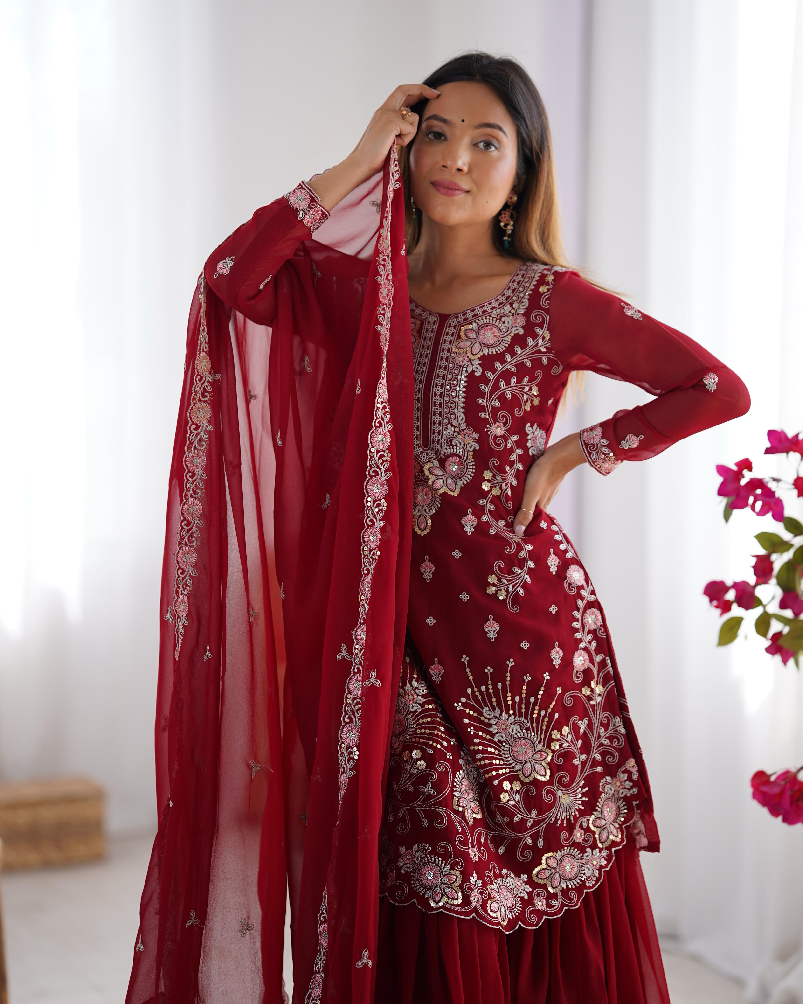 Fancy Top Bottom And Dupatta With Thread & Sequence Work