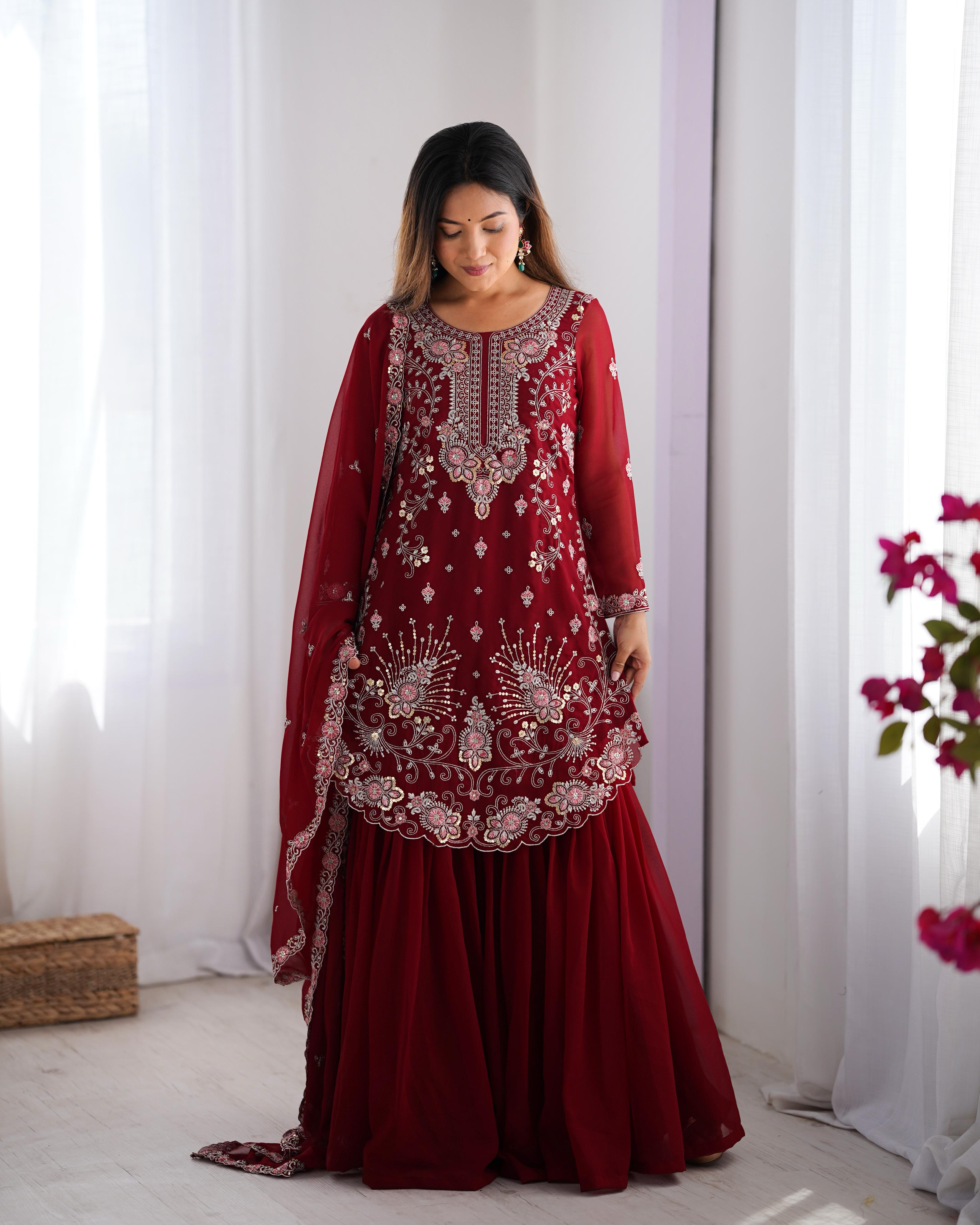 Fancy Top Bottom And Dupatta With Thread & Sequence Work