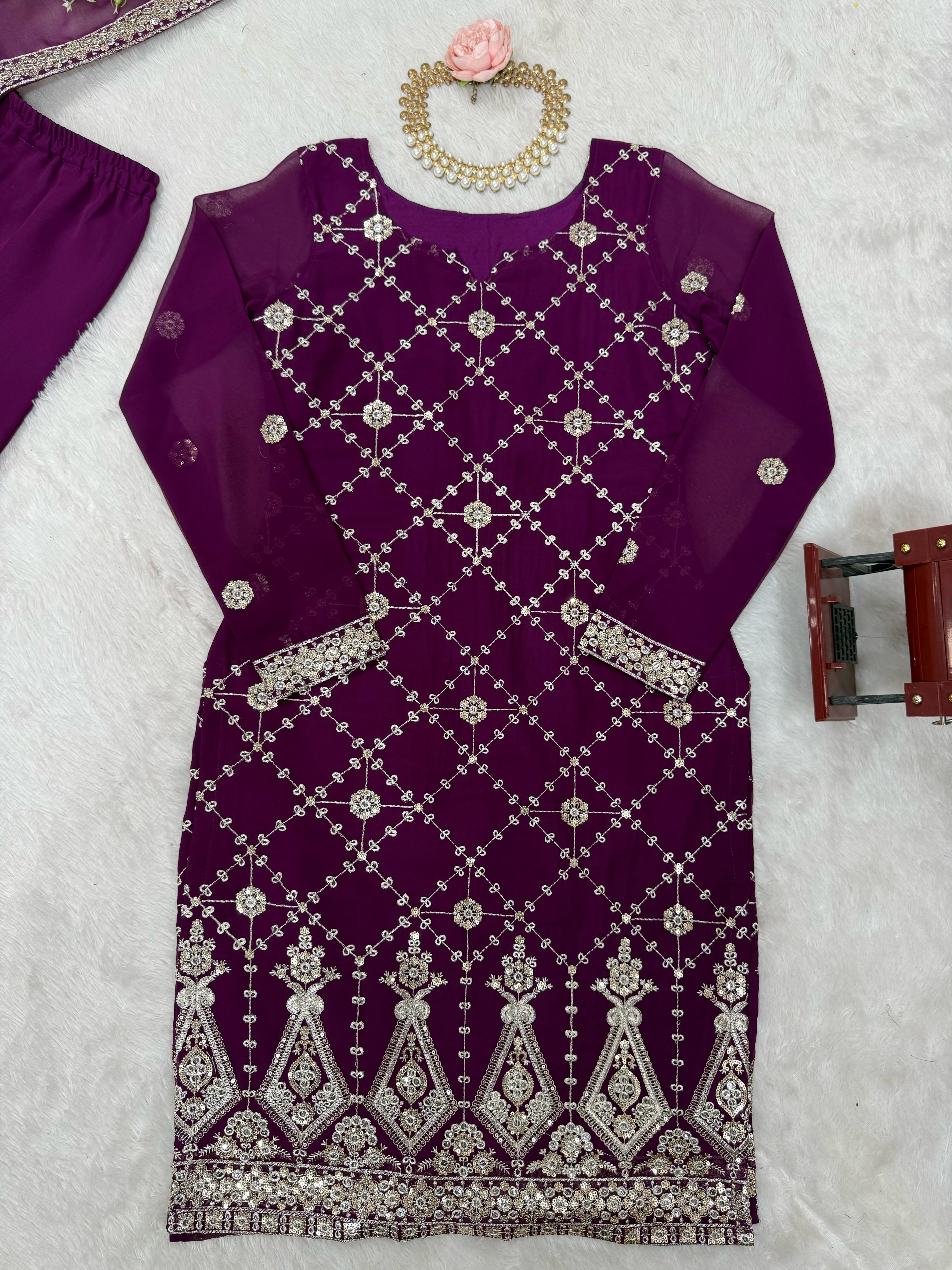 Beautiful Party Wear Top Bottom With Dupatta