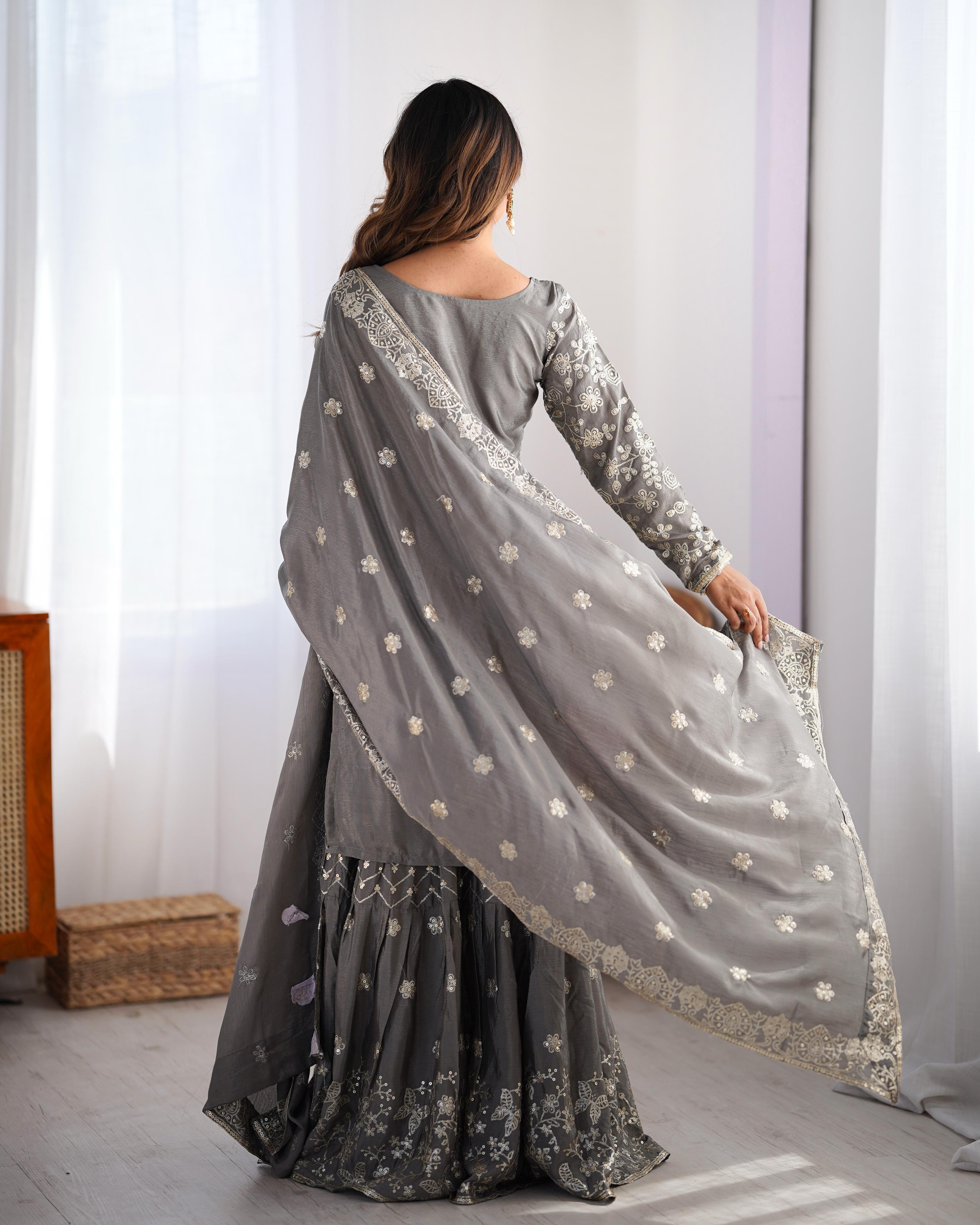 Party Wear Fancy Top Sharara And Dupatta