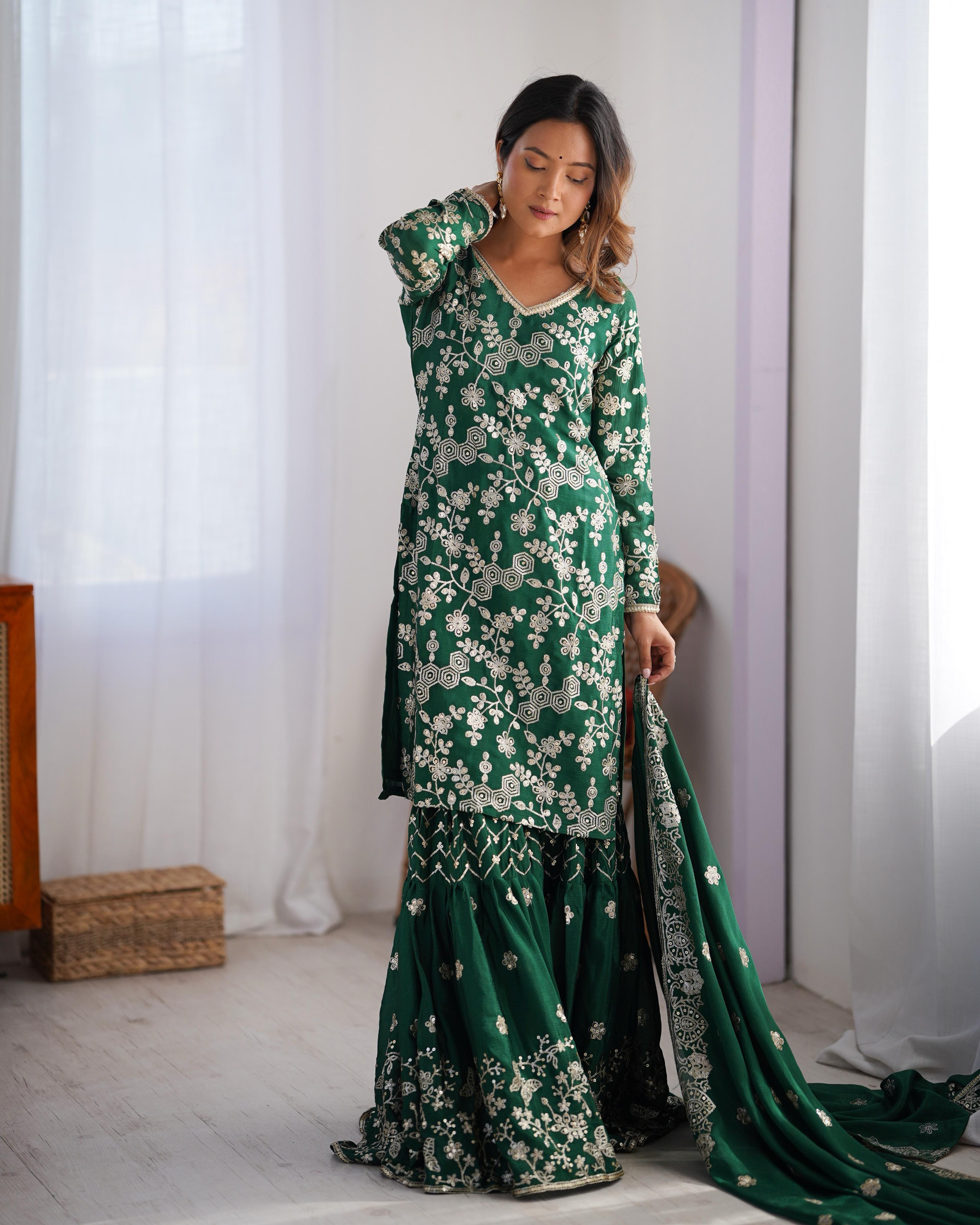 Party Wear Fancy Top Sharara And Dupatta