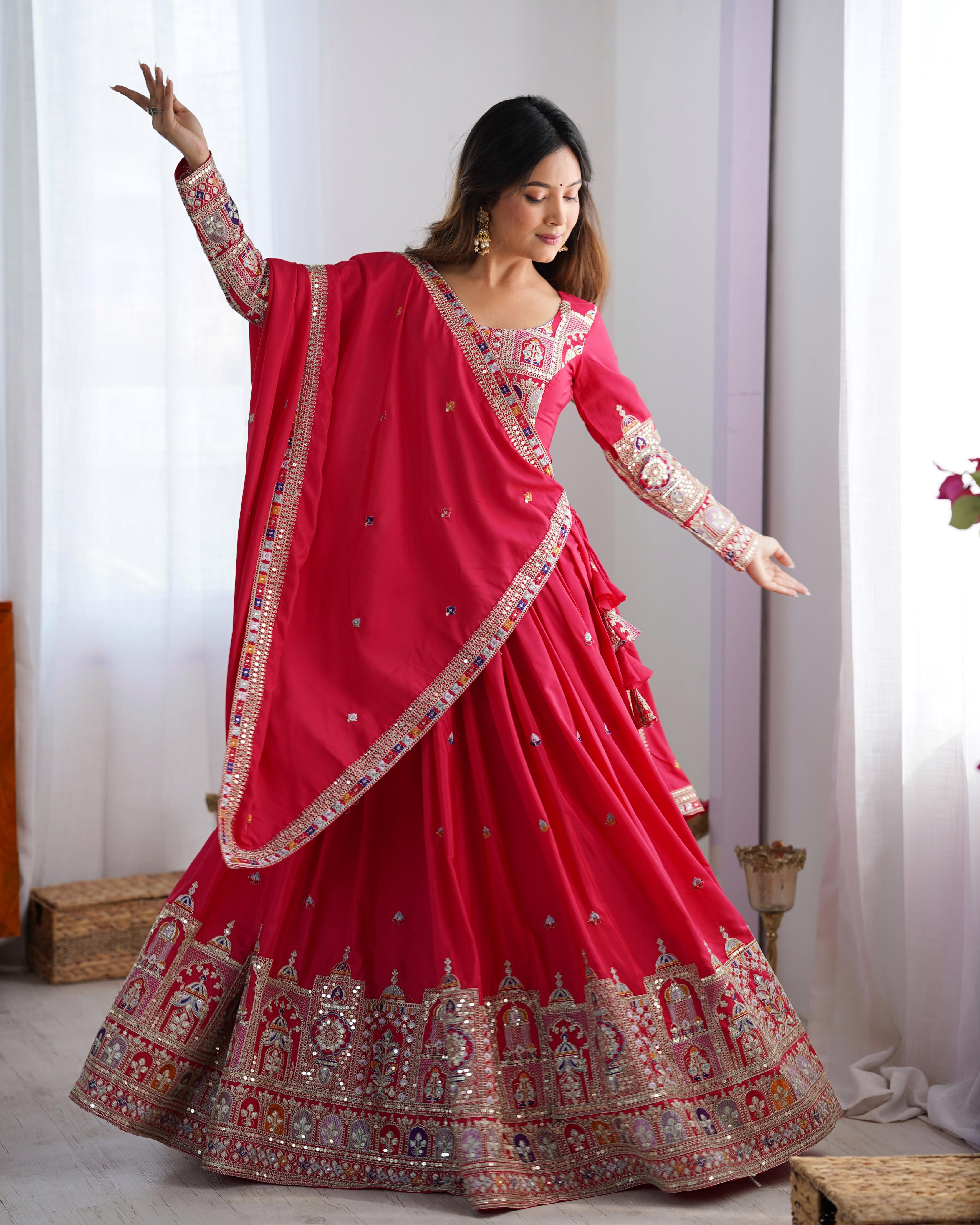 Beautiful Trendy Lehenga Choli With Coding Dori With Thread & Sequence Work