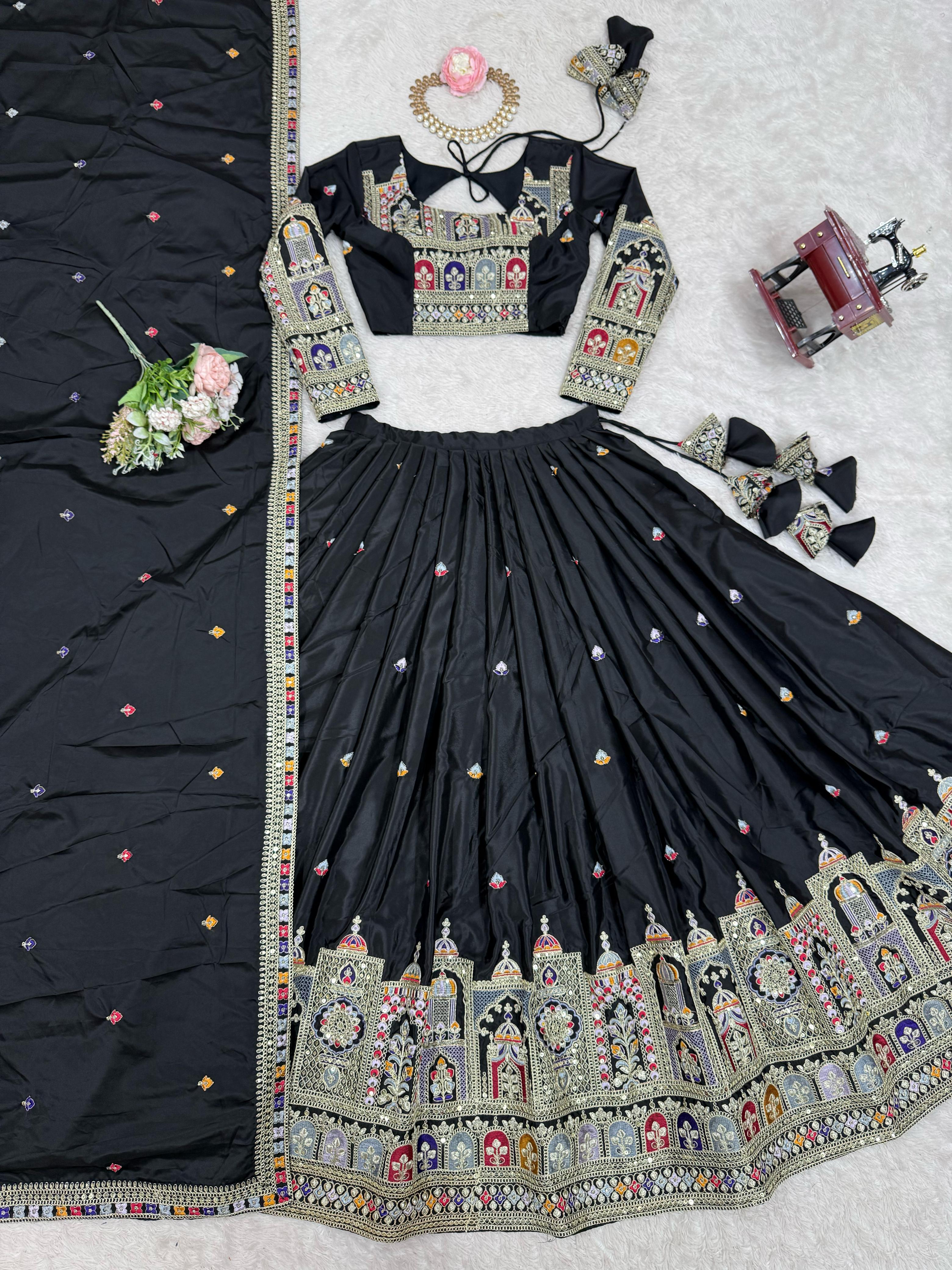 Beautiful Trendy Lehenga Choli With Coding Dori With Thread & Sequence Work
