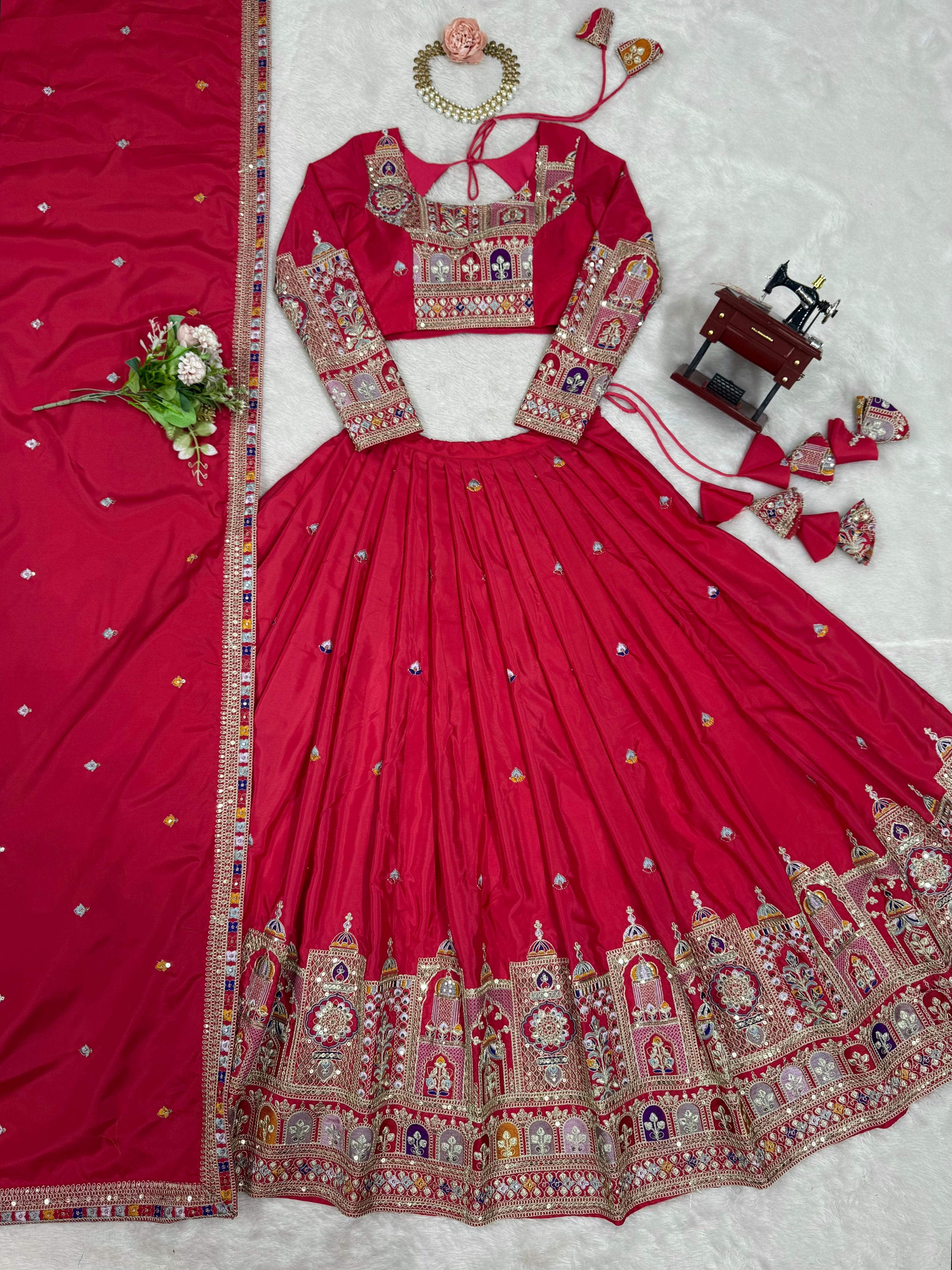Beautiful Trendy Lehenga Choli With Coding Dori With Thread & Sequence Work