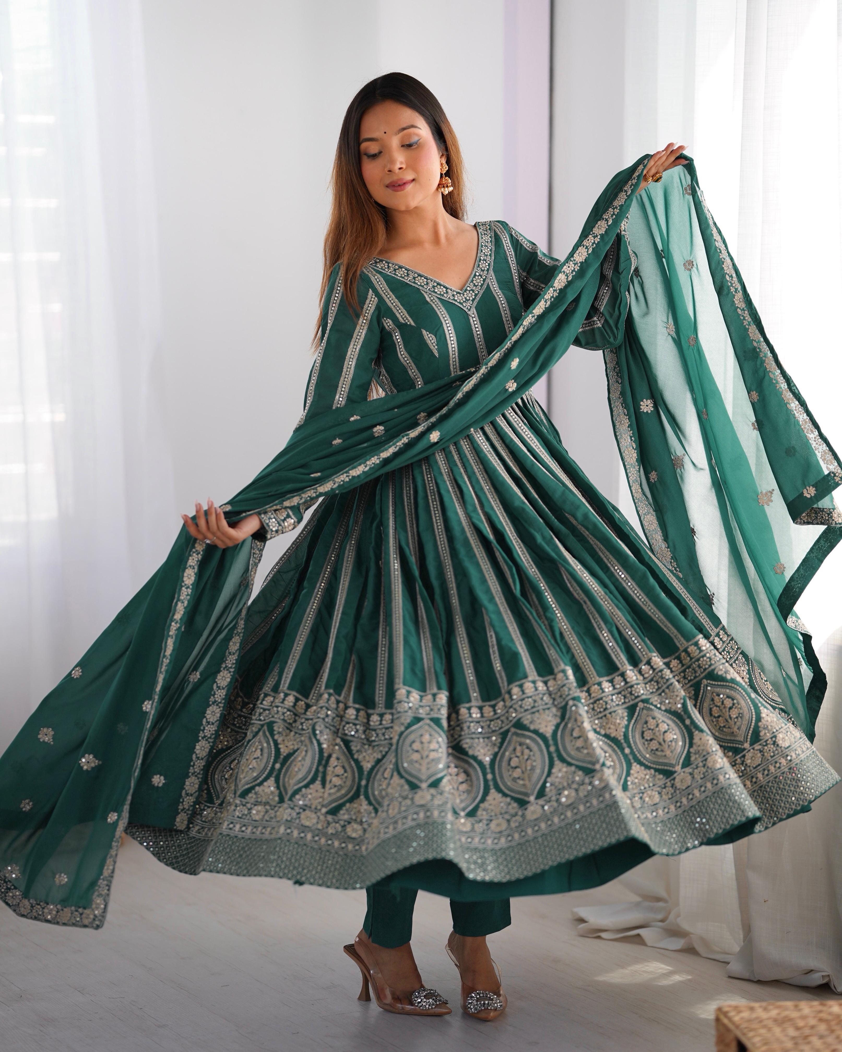Beautiful Party Wear Fancy Gown Pent And Dupatta