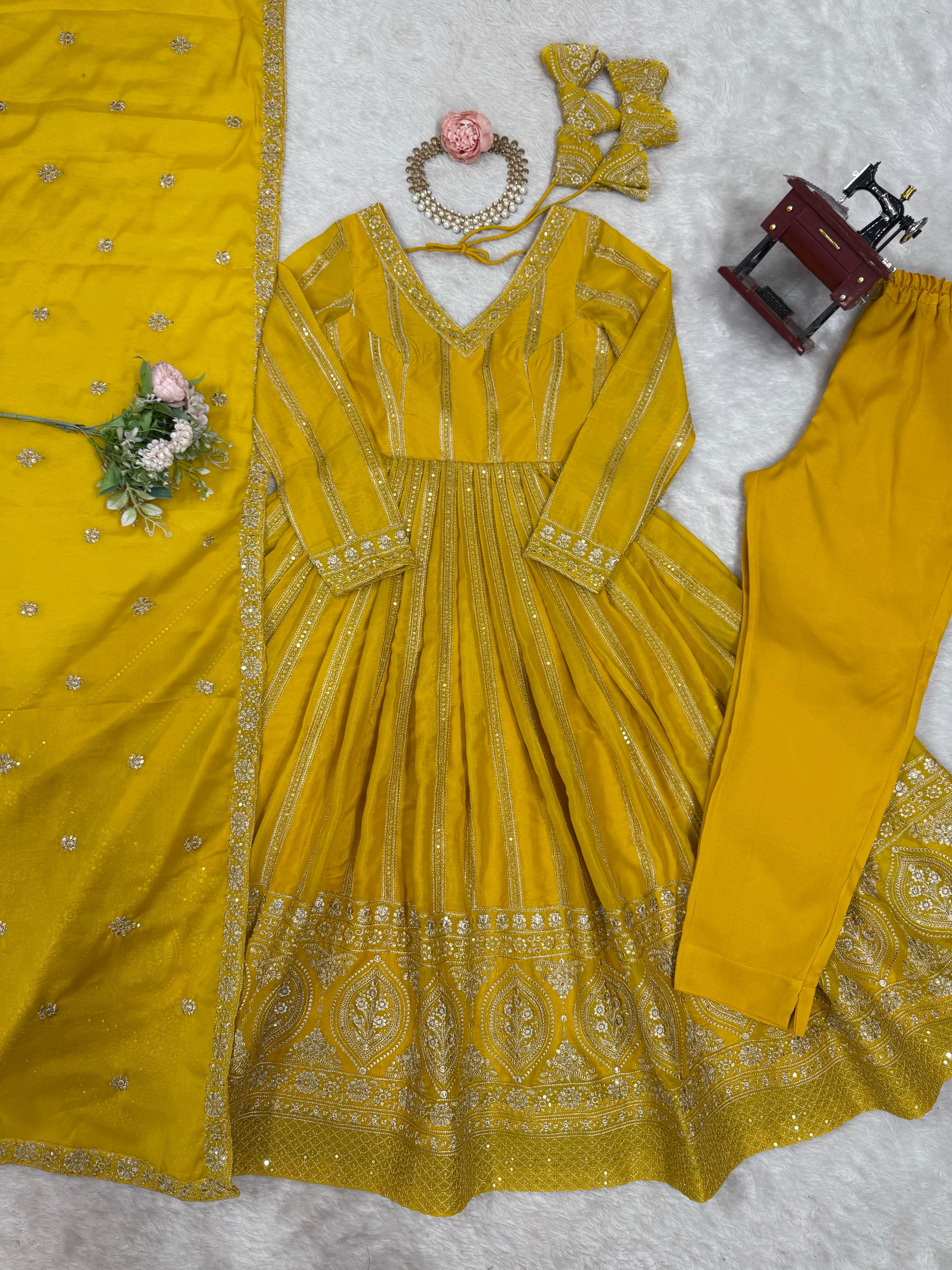 Beautiful Party Wear Fancy Gown Pent And Dupatta