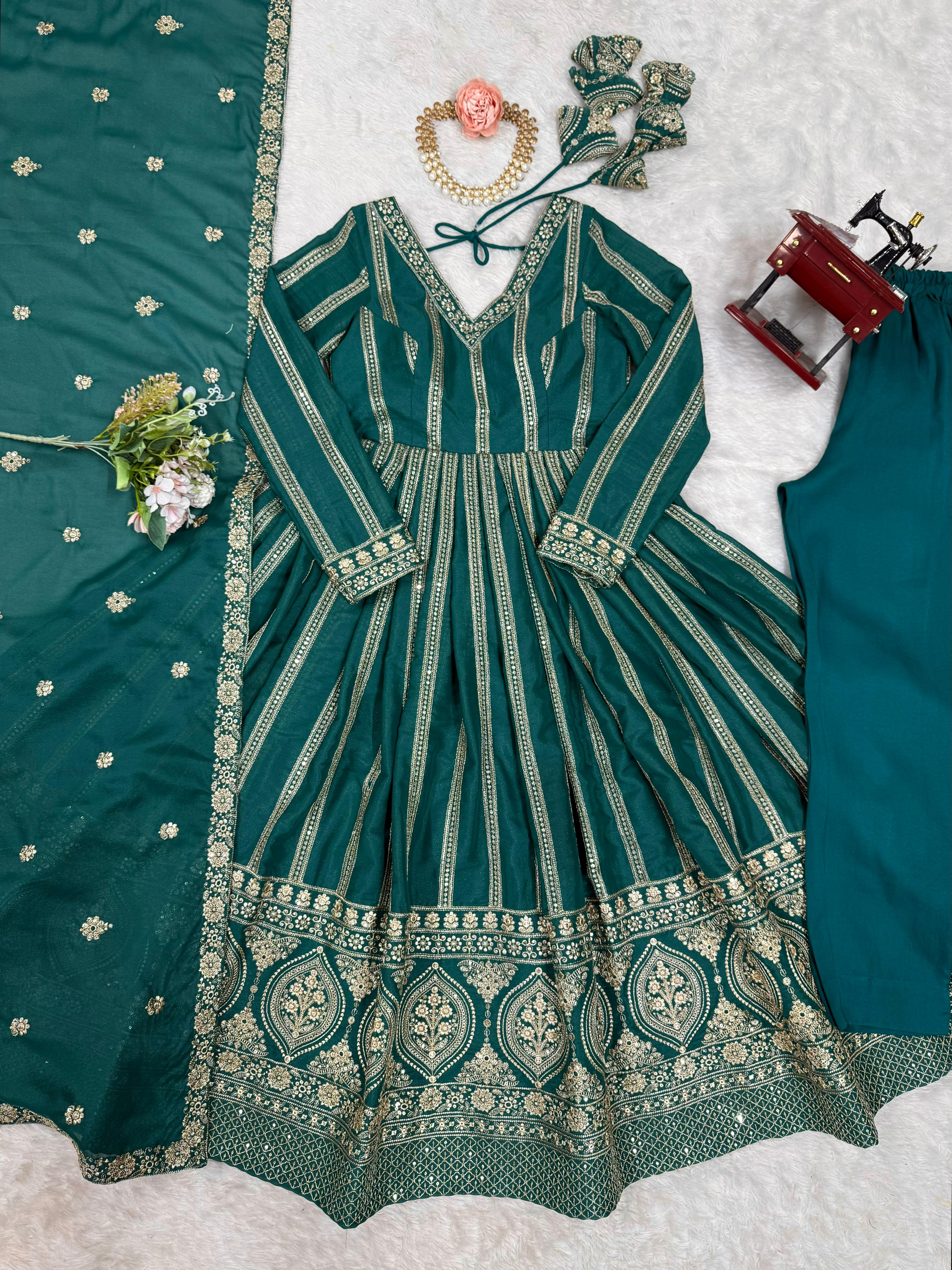 Beautiful Party Wear Fancy Gown Pent And Dupatta