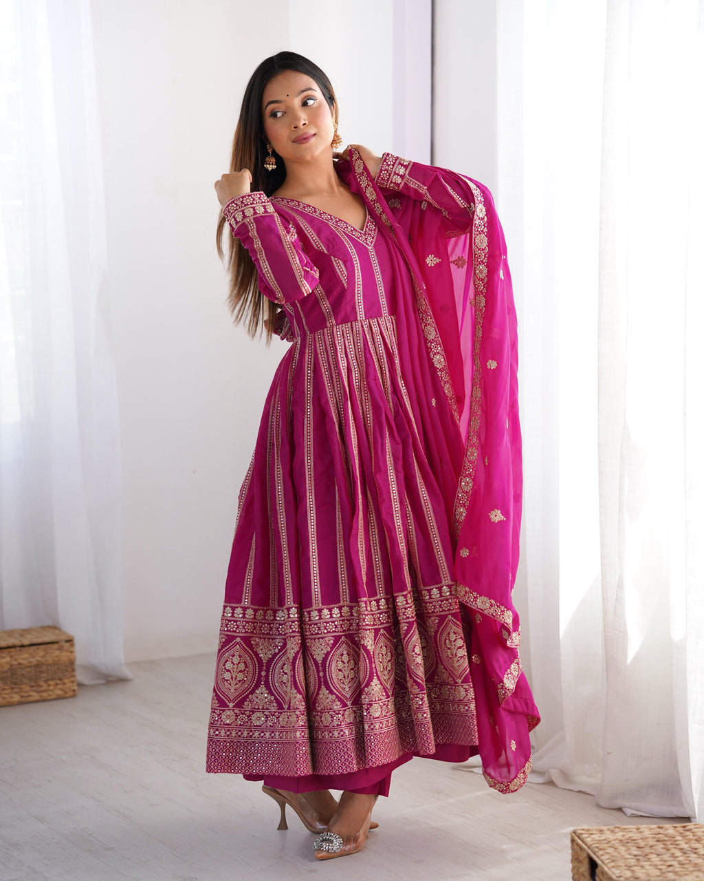 Beautiful Party Wear Fancy Gown Pent And Dupatta