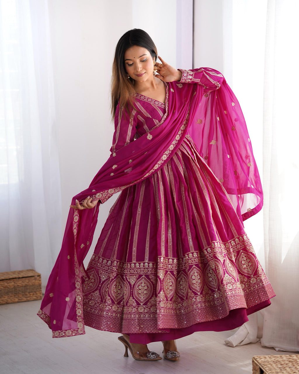 Beautiful Party Wear Fancy Gown Pent And Dupatta