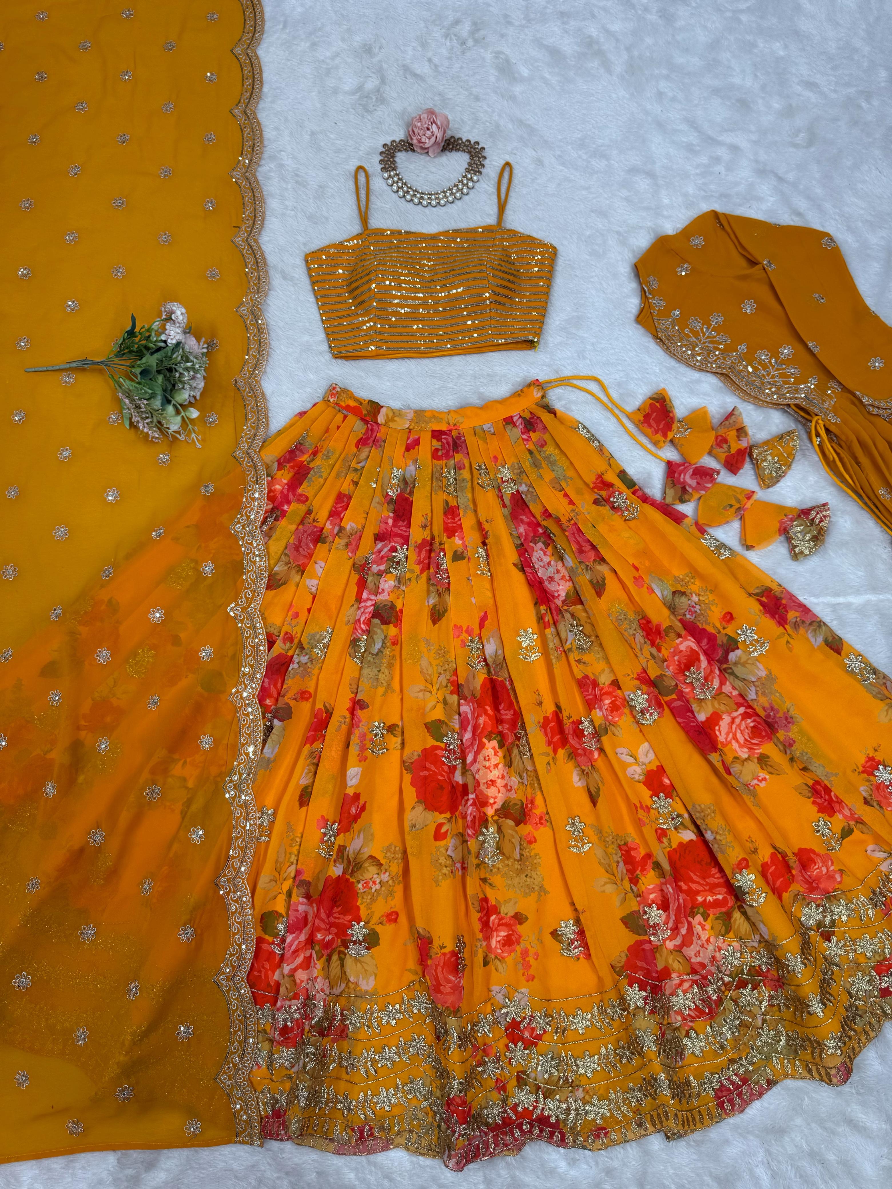 Designer Party Wear Lehenga Choli With Beautiful Digital Print