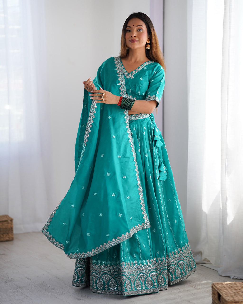 Party Wear Lehenga Choli With Thread & Sequence Work