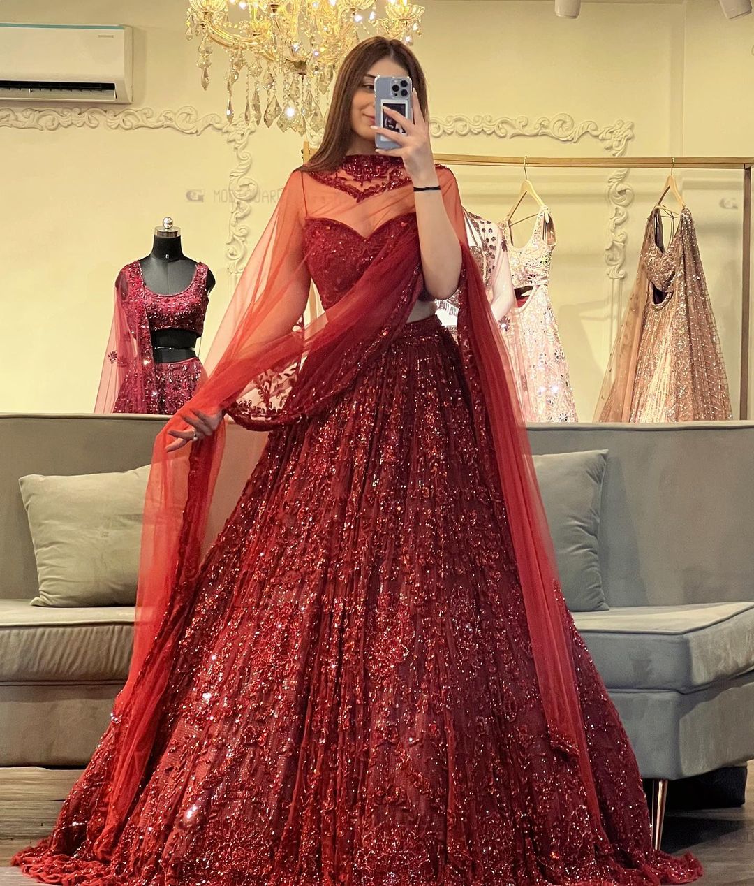 Beautiful Latest Designer Lehenga Choli With Glitter Dori Work