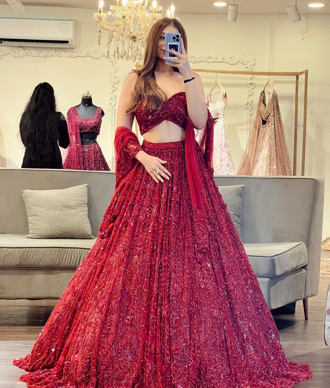 Beautiful Latest Designer Lehenga Choli With Glitter Dori Work