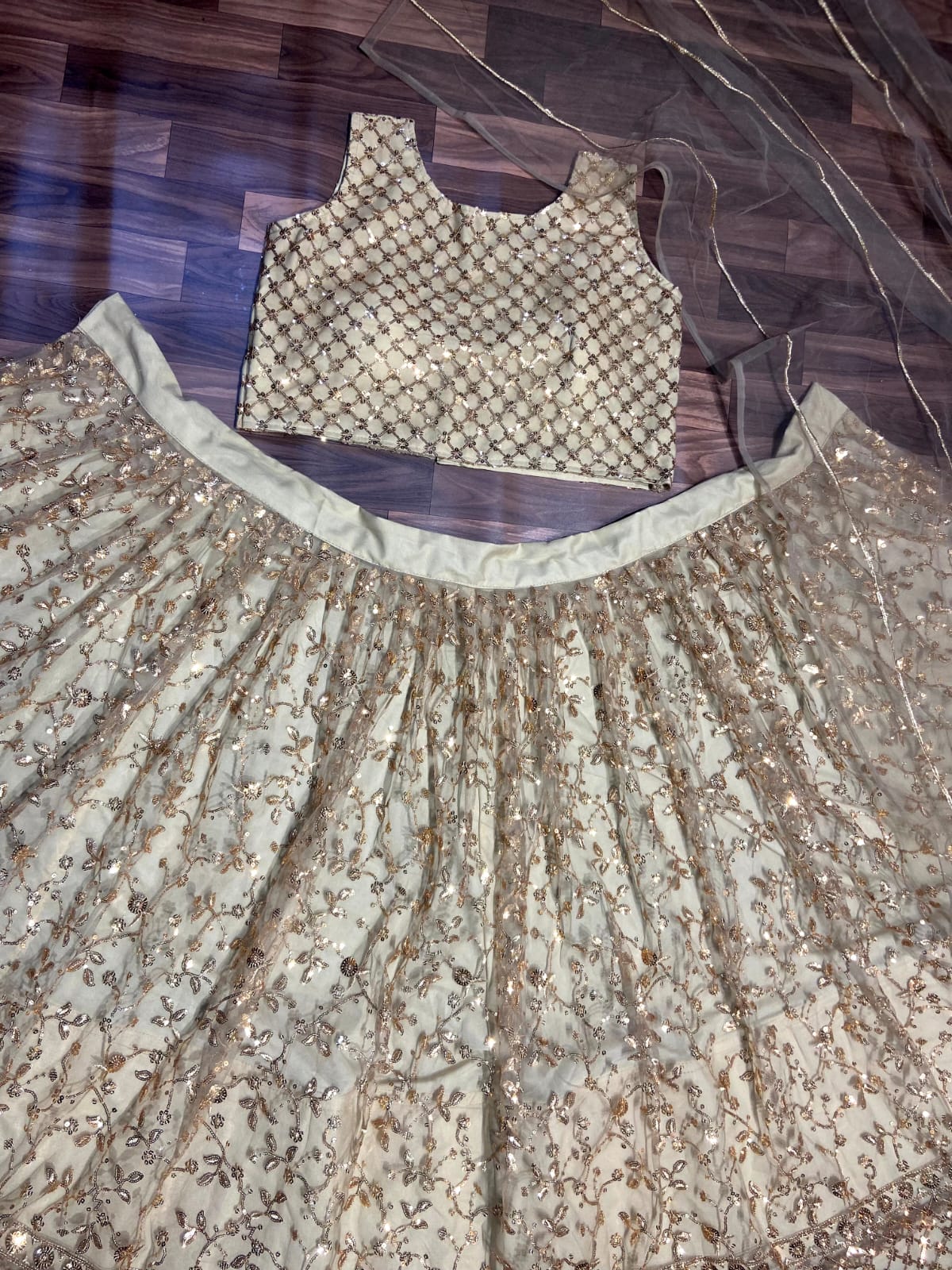 कढ़ाई के काम के साथ पार्टी वियर डिज़ाइनर लहंगा चोली