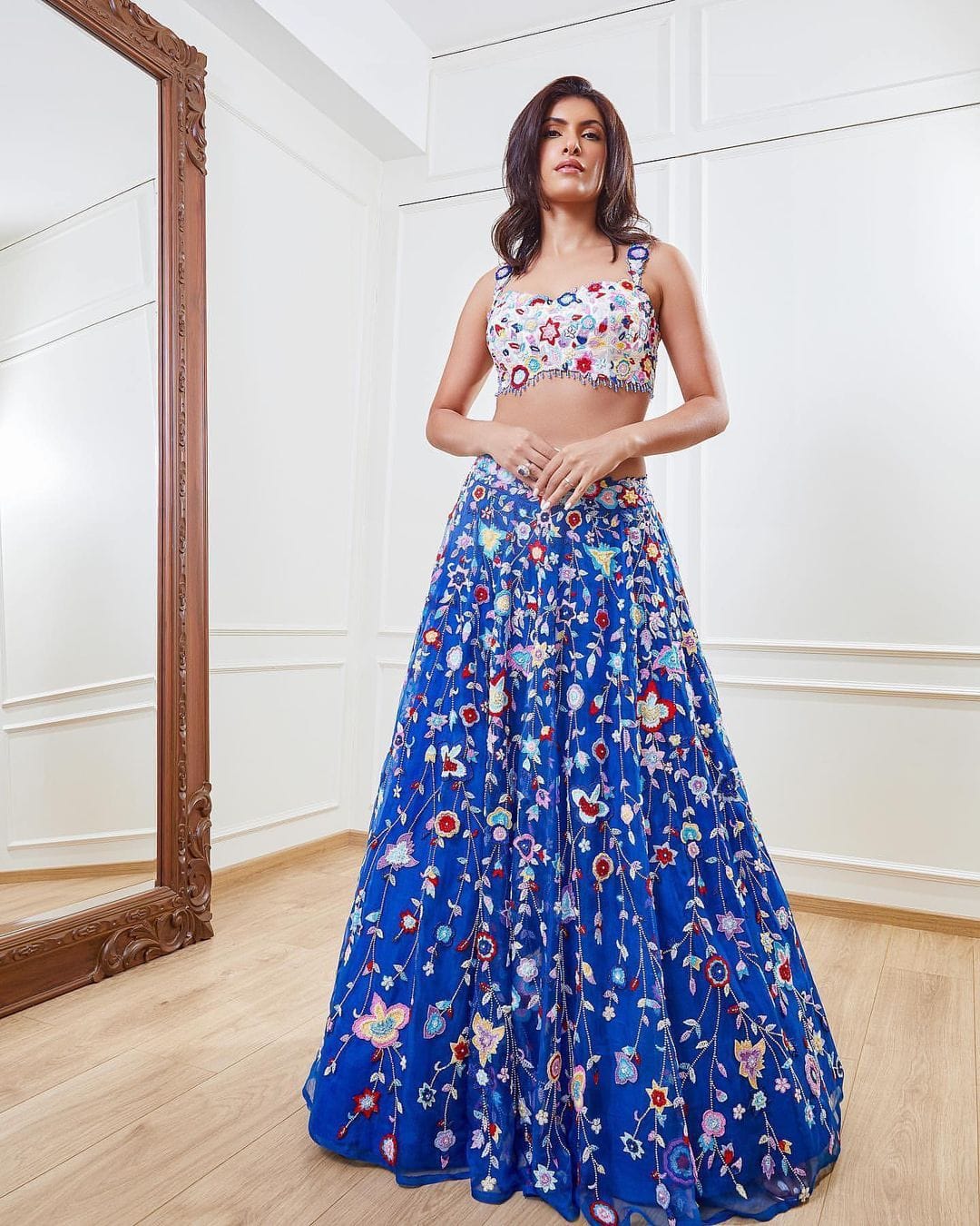 Party Wear Lehenga Choli With Beautiful Multi Color Thread Embroidery Work