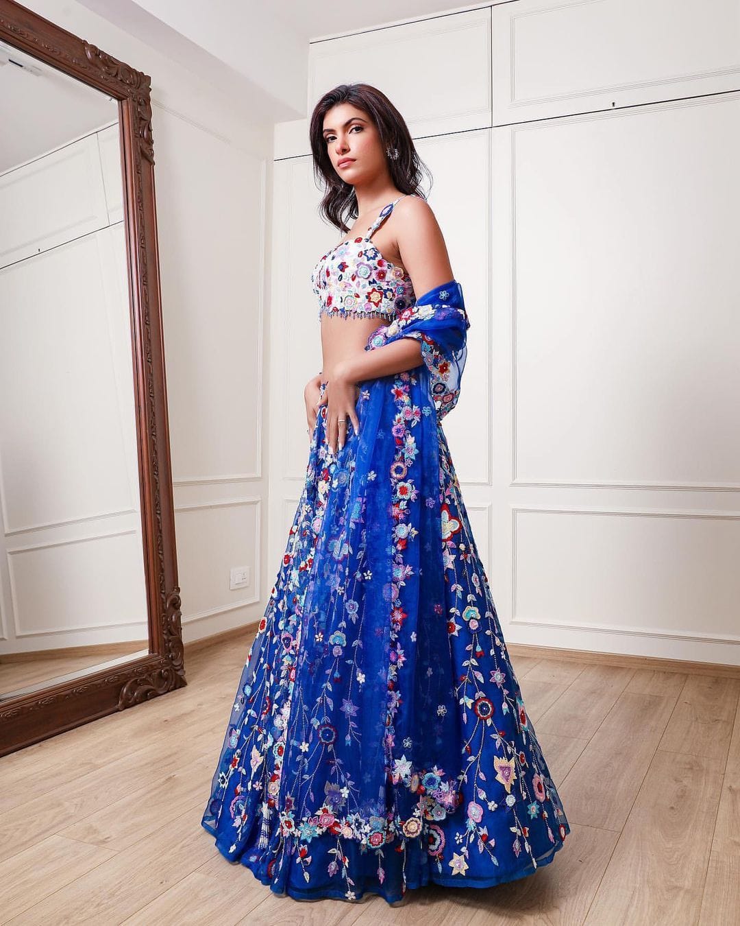 Party Wear Lehenga Choli With Beautiful Multi Color Thread Embroidery Work