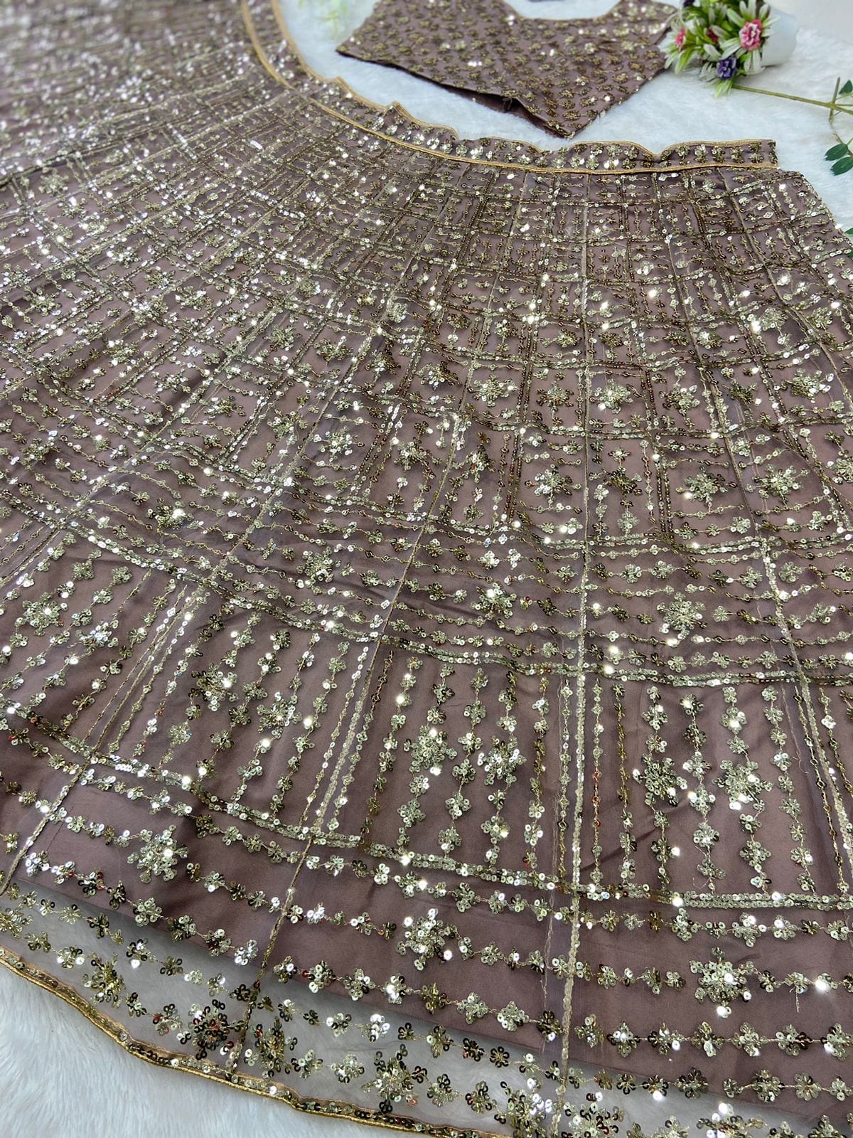 Designer Party Wear Lehenga Choli With Beautiful Multi Sequence Work