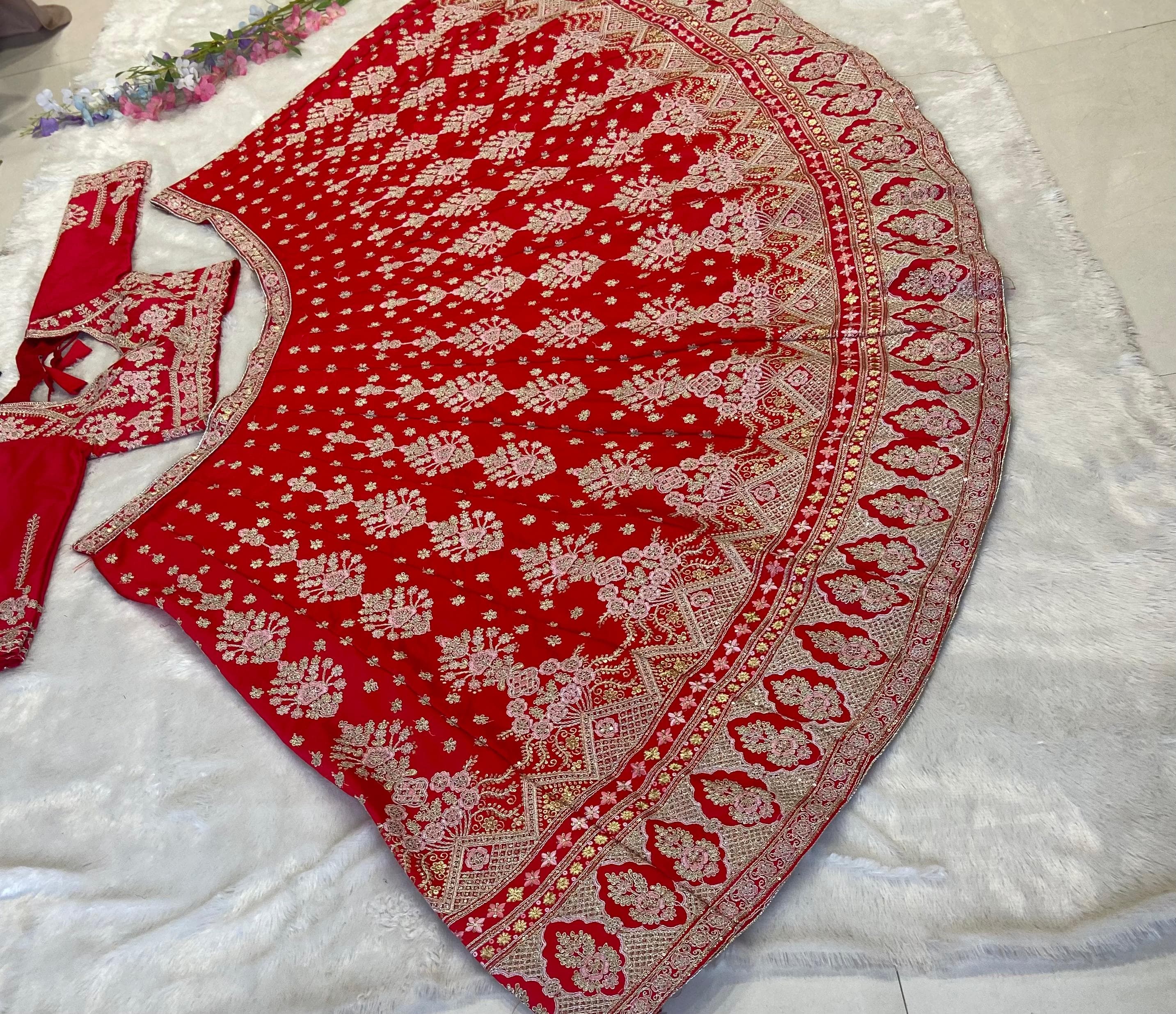 Designer Lehenga Choli With Beautiful Thread Embroidery