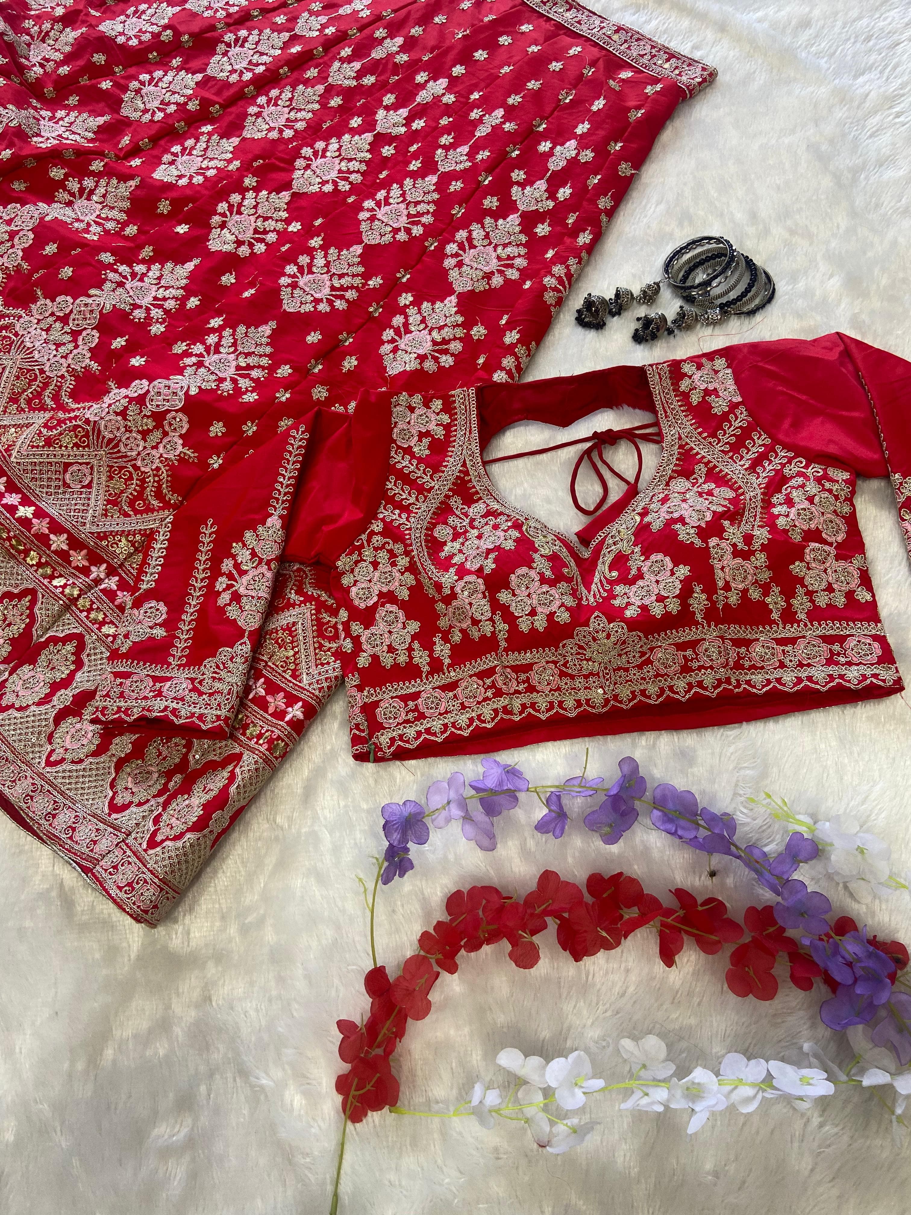 Designer Lehenga Choli With Beautiful Thread Embroidery