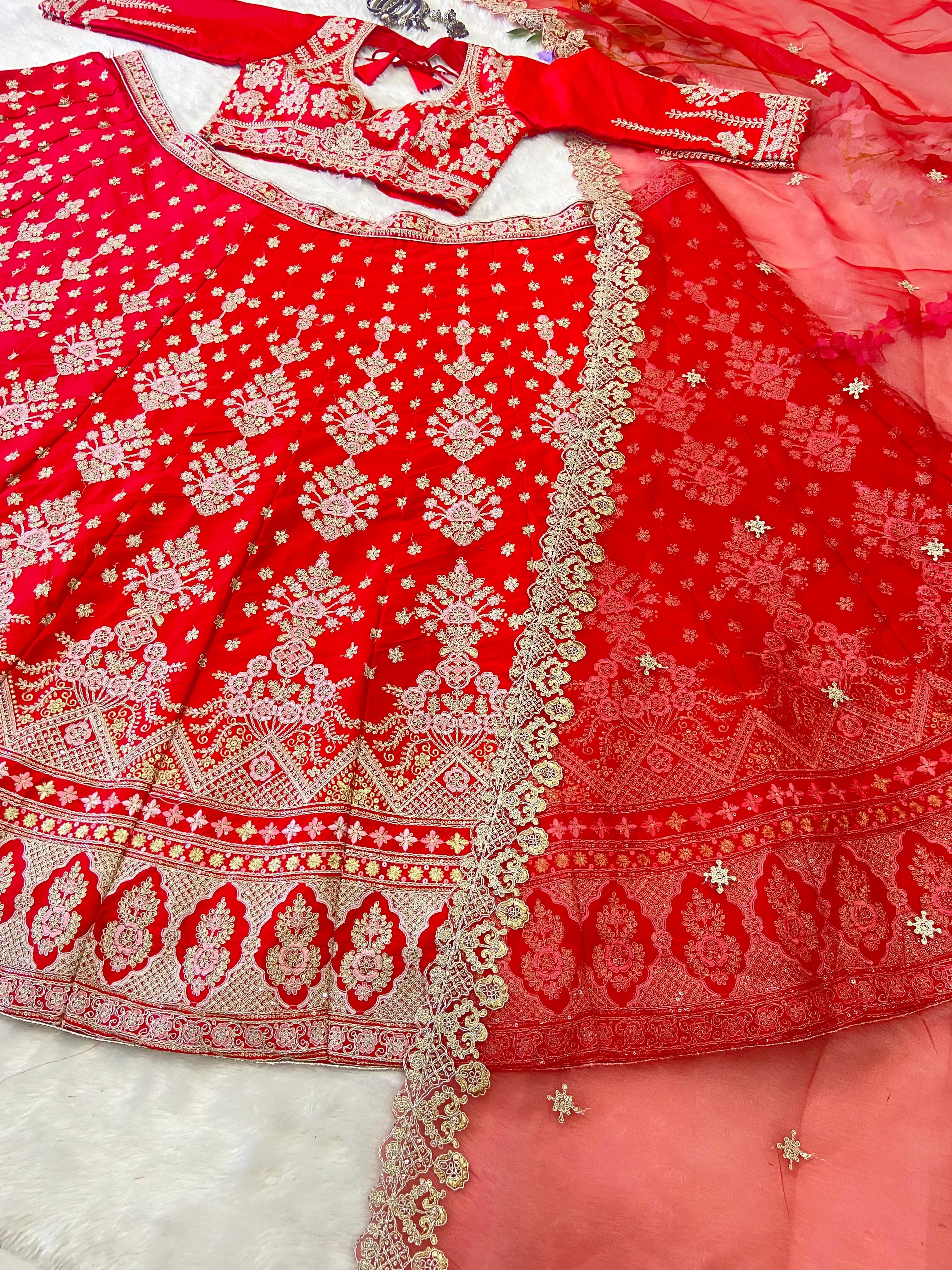 Designer Lehenga Choli With Beautiful Thread Embroidery