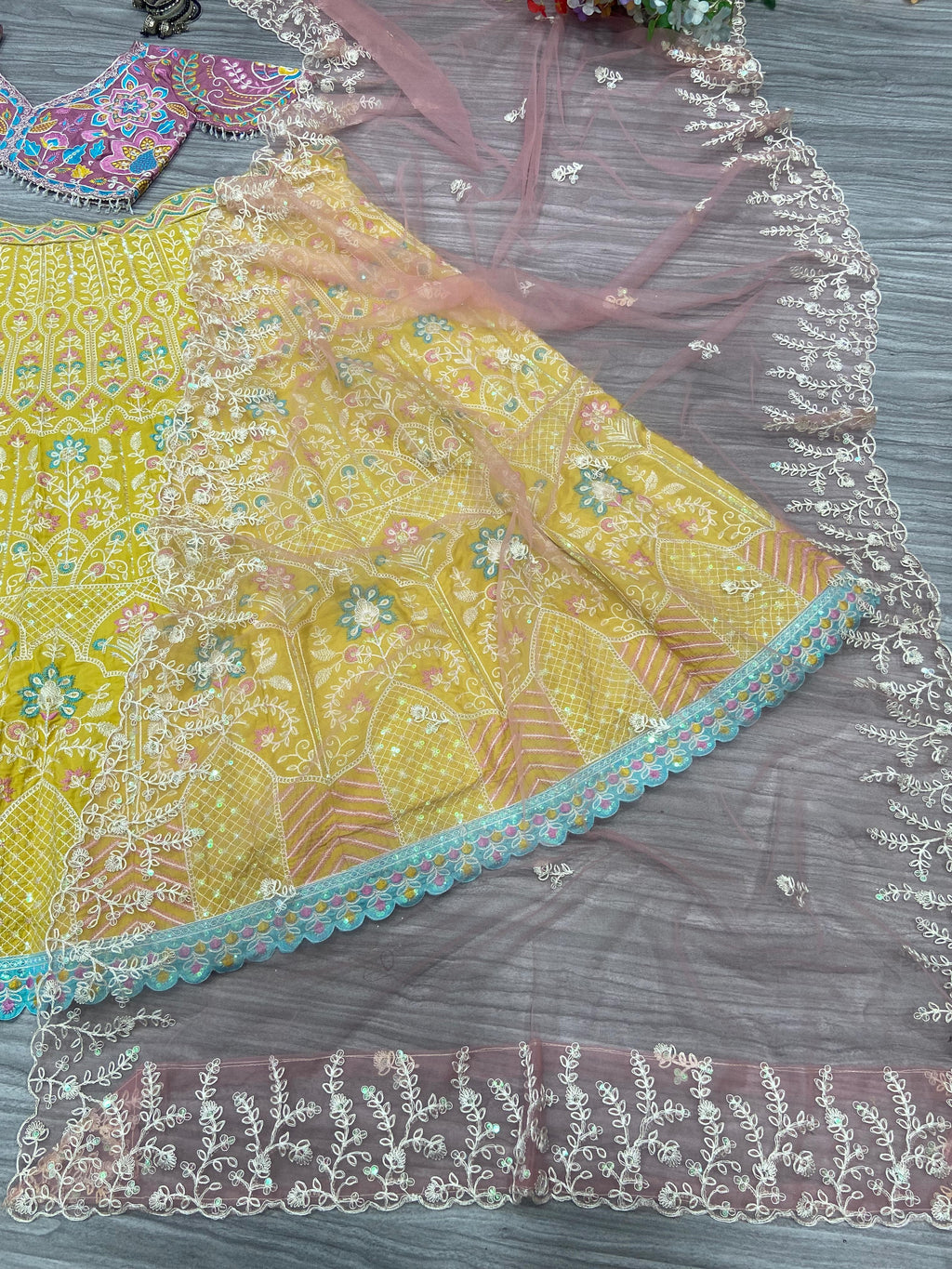 Party Wear Lehenga Choli With Multi Thread Embroidery Work
