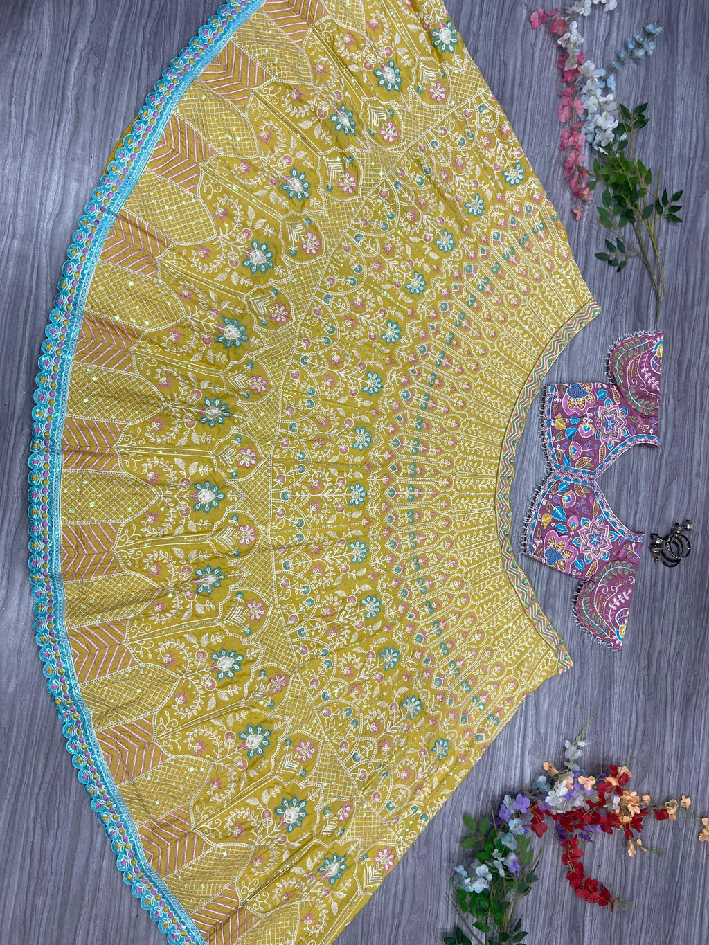 Party Wear Lehenga Choli With Multi Thread Embroidery Work