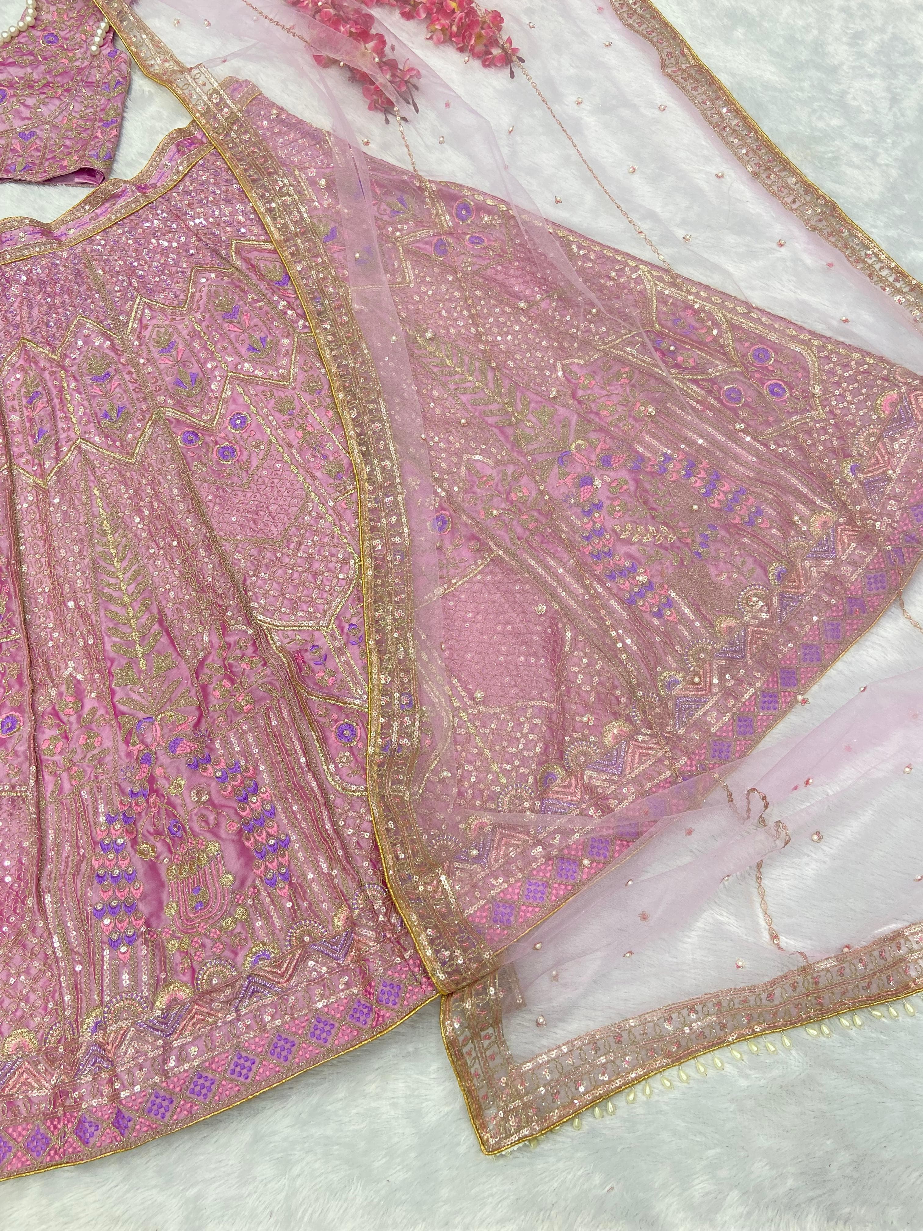 Party Wear Lehenga Choli With Beautiful Multi Thread Embroidery Work