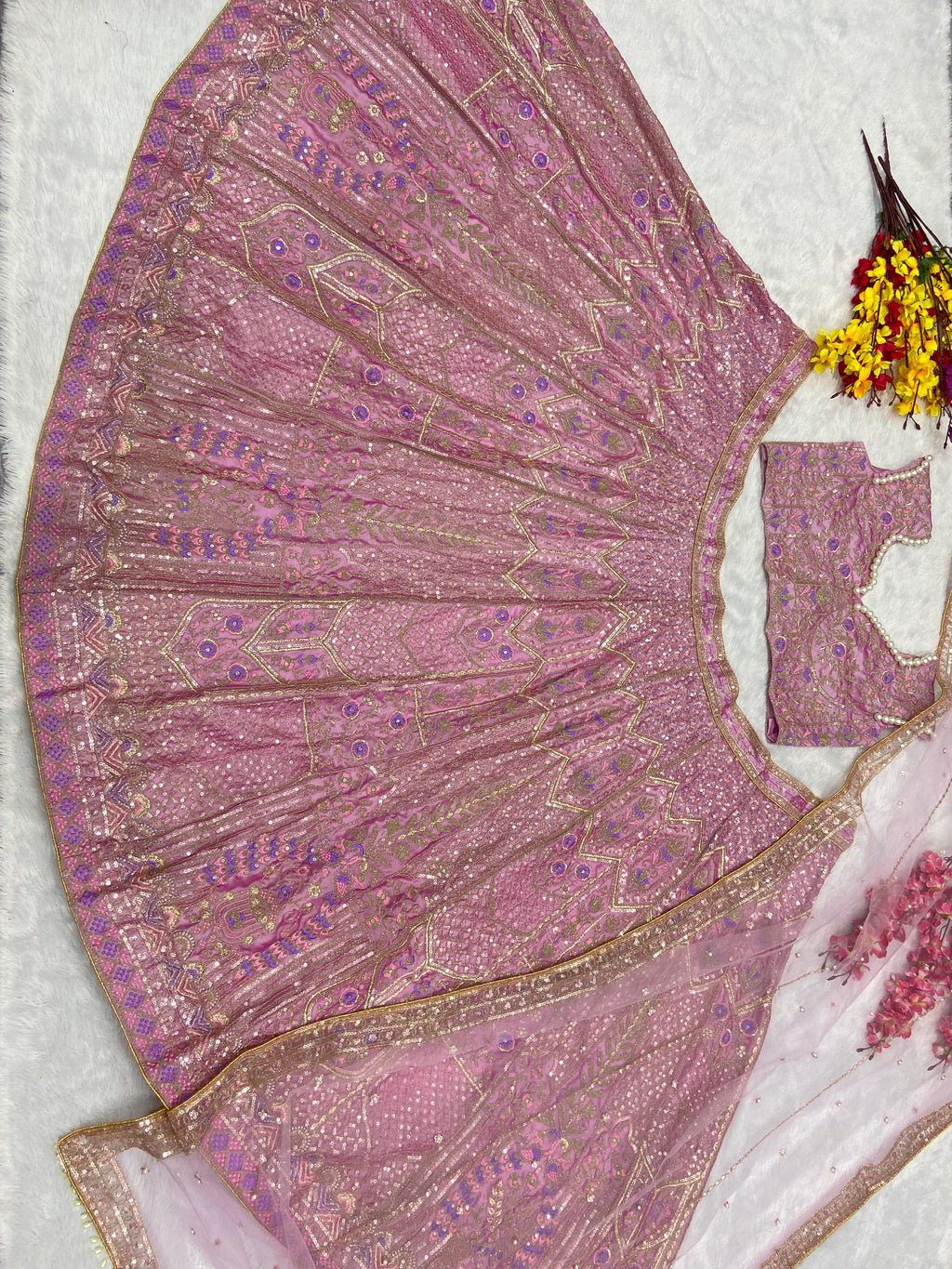 Party Wear Lehenga Choli With Beautiful Multi Thread Embroidery Work