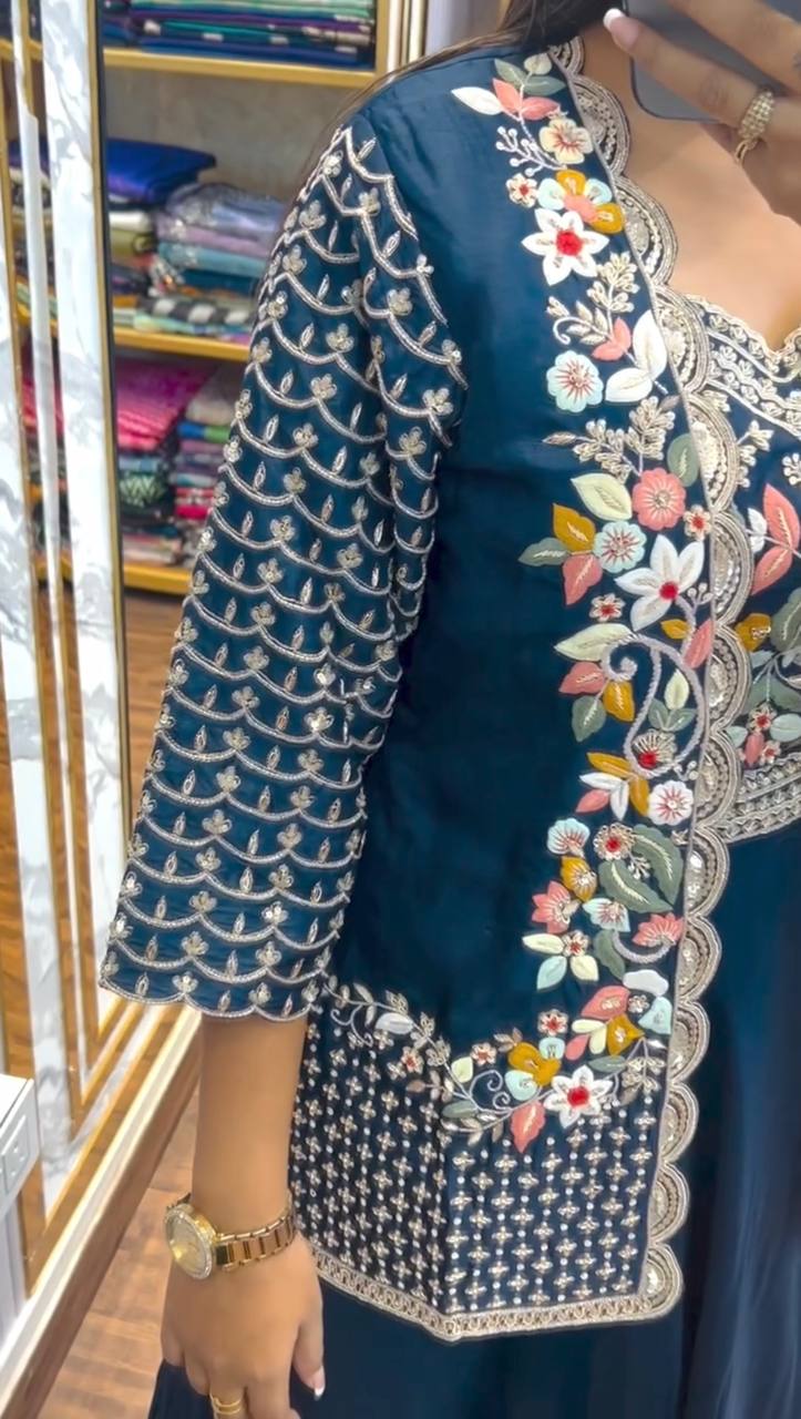 फैंसी 3 पीस रेडीमेड लहंगा ब्लाउज सेट श्रग के साथ